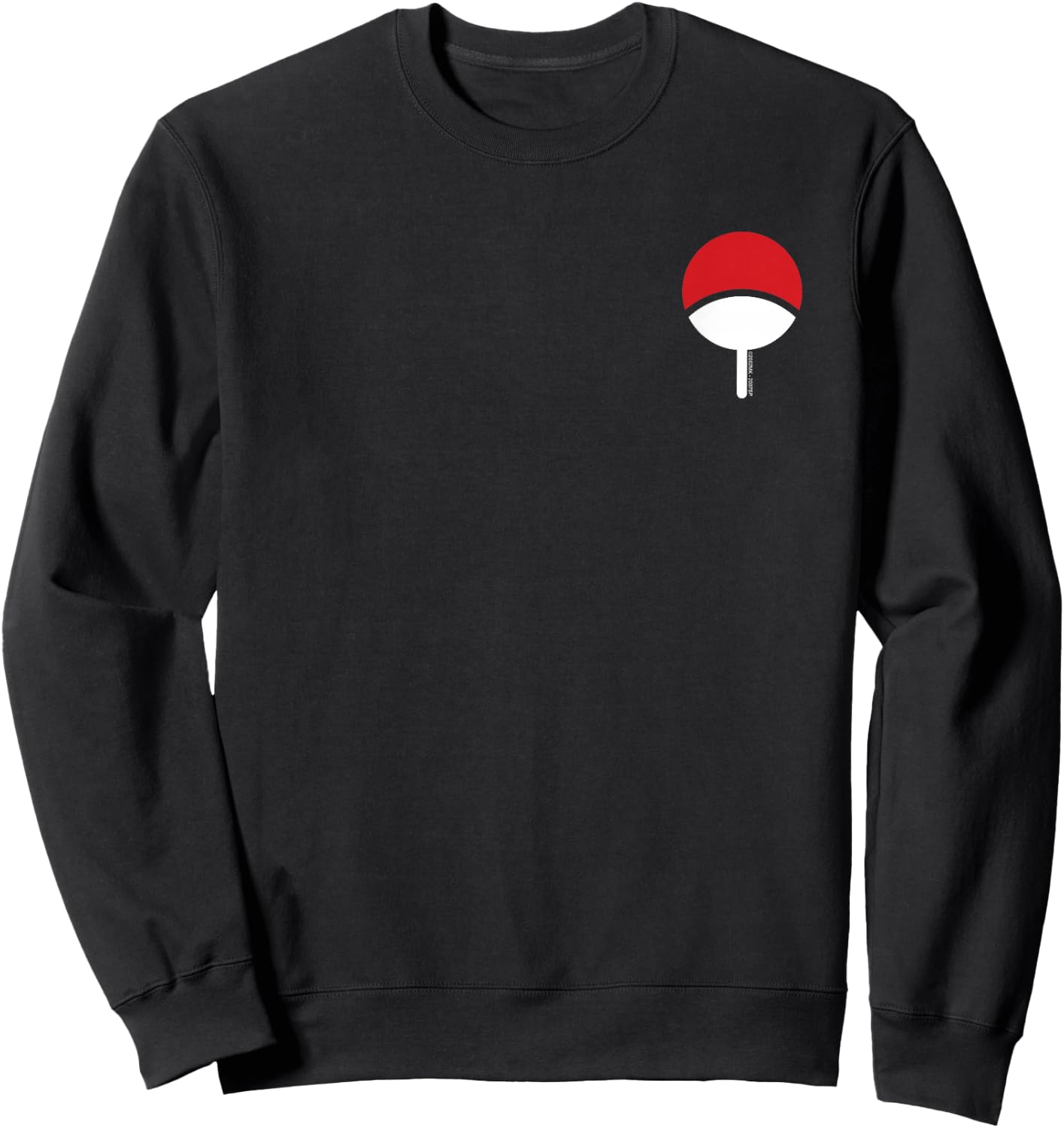 Naruto Shippuden Uchiha Icon Chest Print Anime Sweatshirt - Sweatshirt | Black
