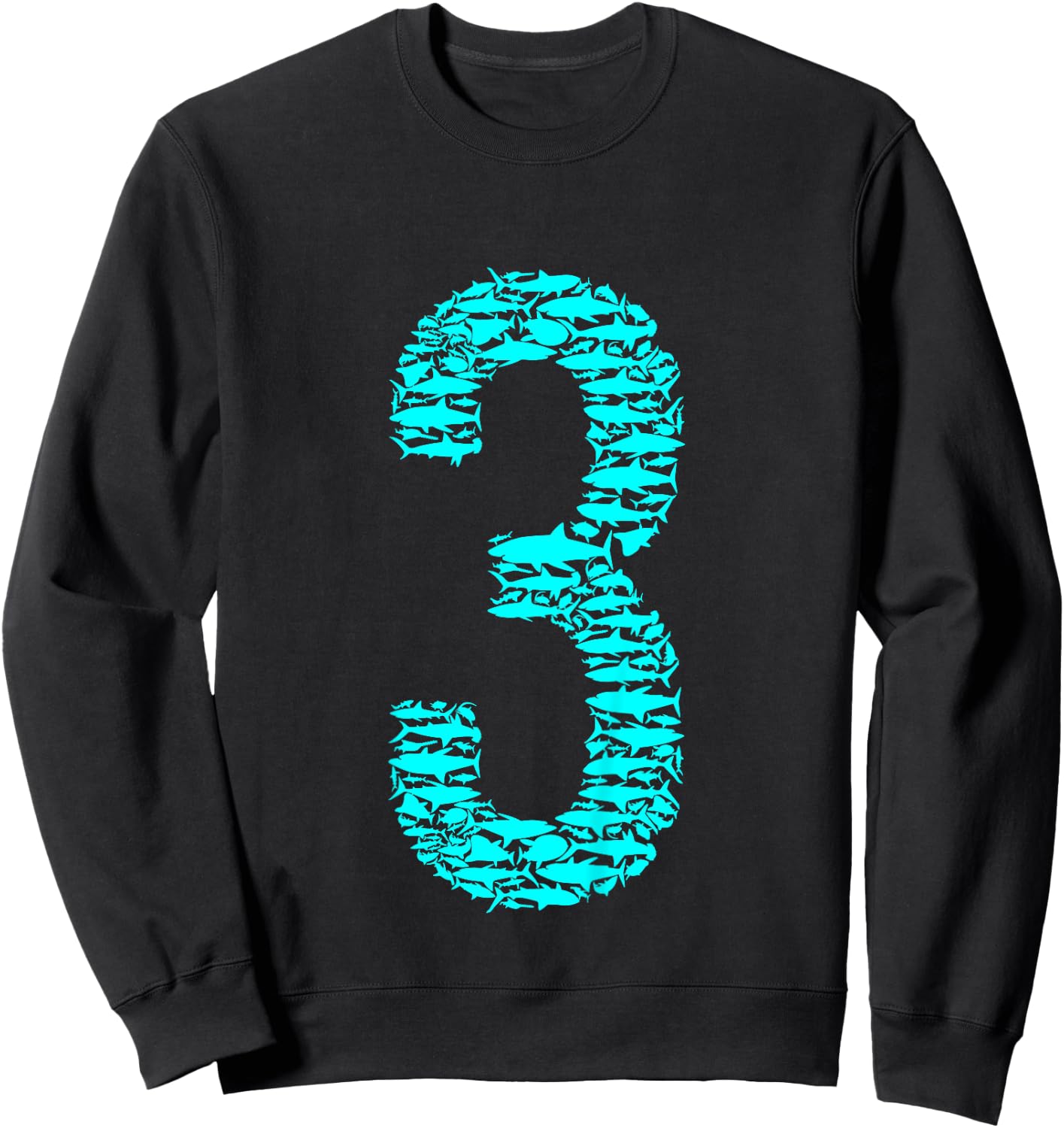 Shark 3rd Birthday For 3 Year Old Girls and Boys Sweatshirt - Sweatshirt | Black