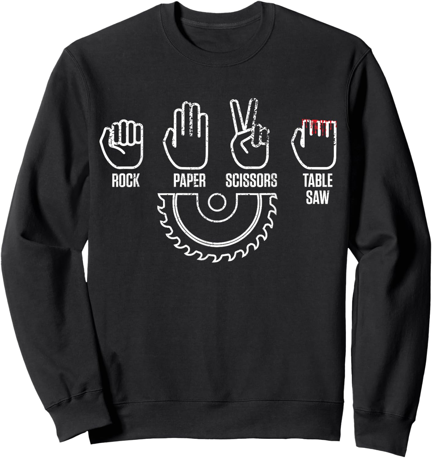 Rock Paper Scissors Table Saw Shirt - Carpenter Gift Sweatshirt - Sweatshirt | Black
