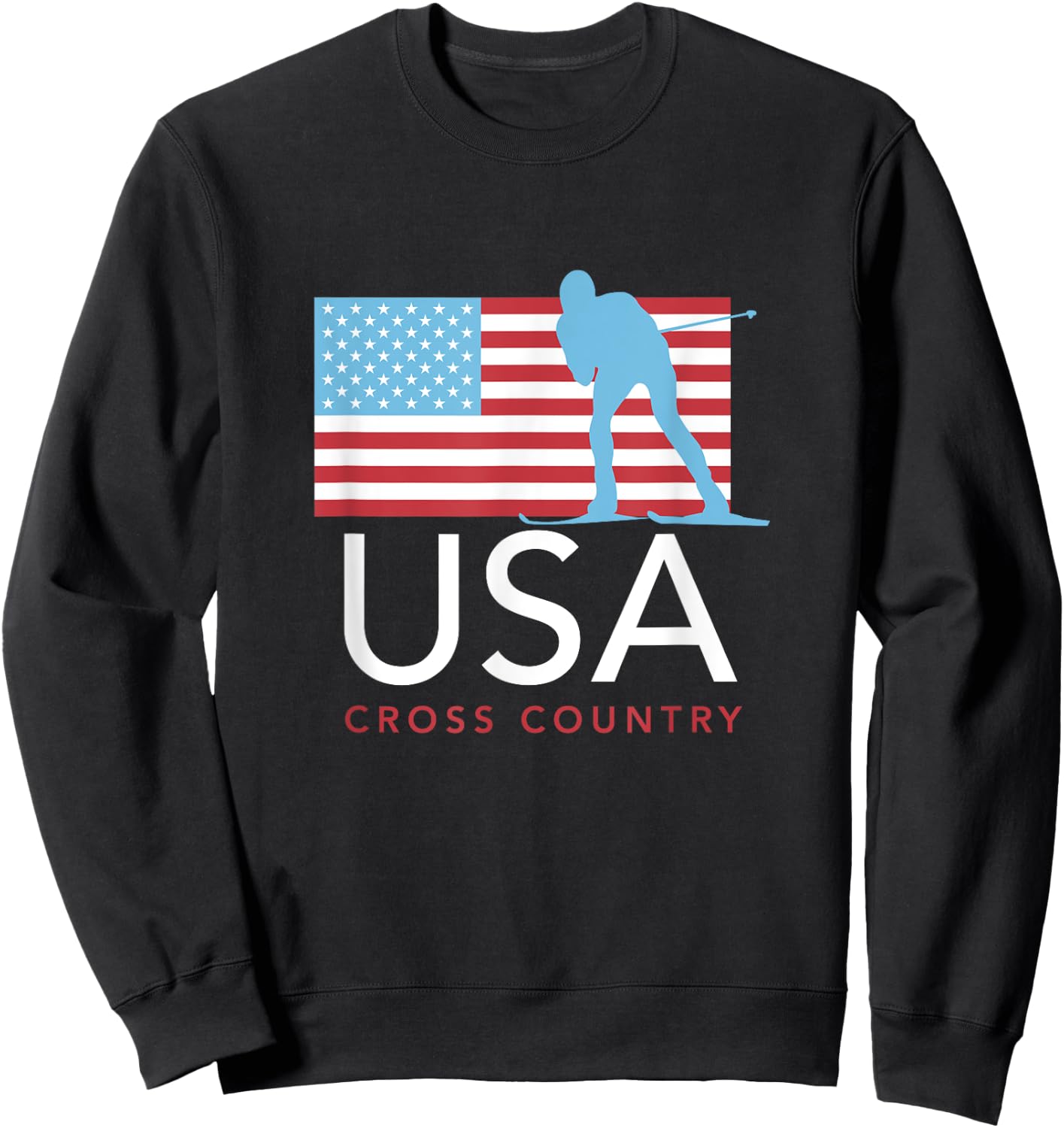 USA Cross Country Ski Team American Flag Sweatshirt - Sweatshirt | Black