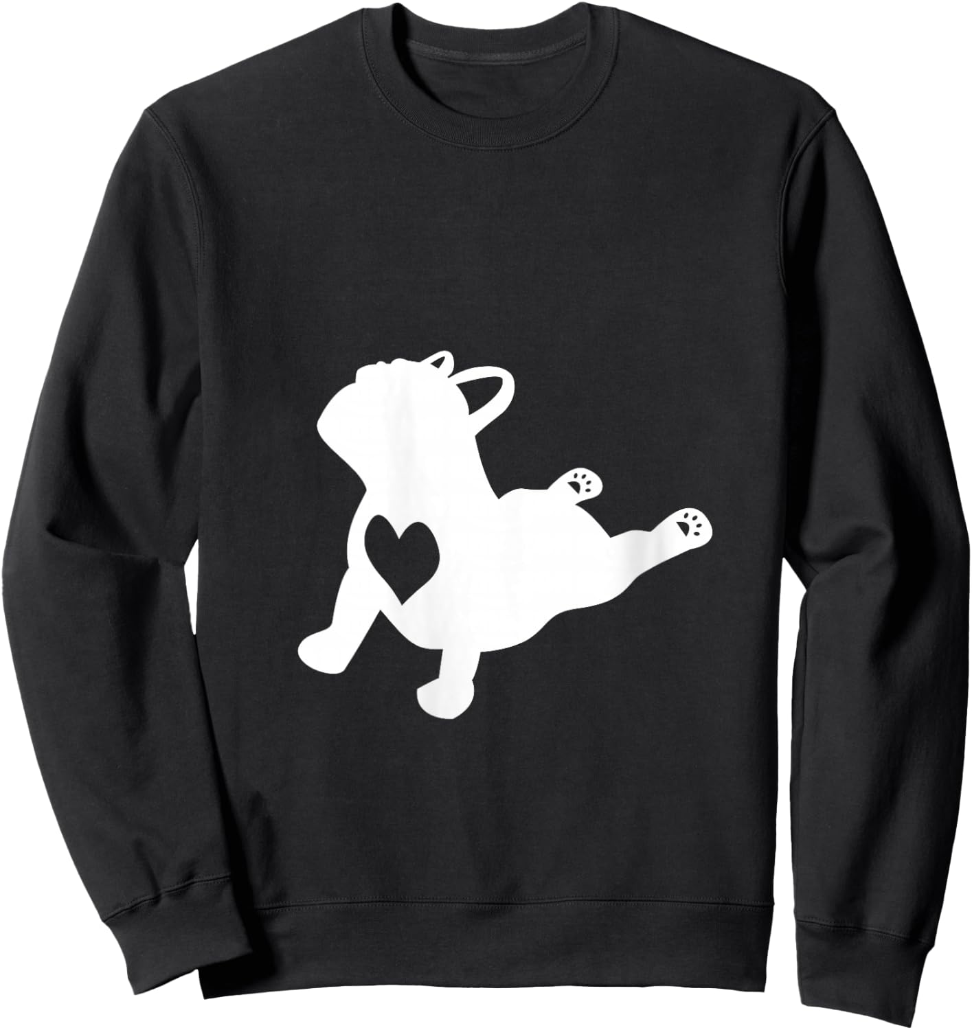 French Bulldog Yoga Pose Love Heart Frenchie V-Neck Sweatshirt - Sweatshirt | Black