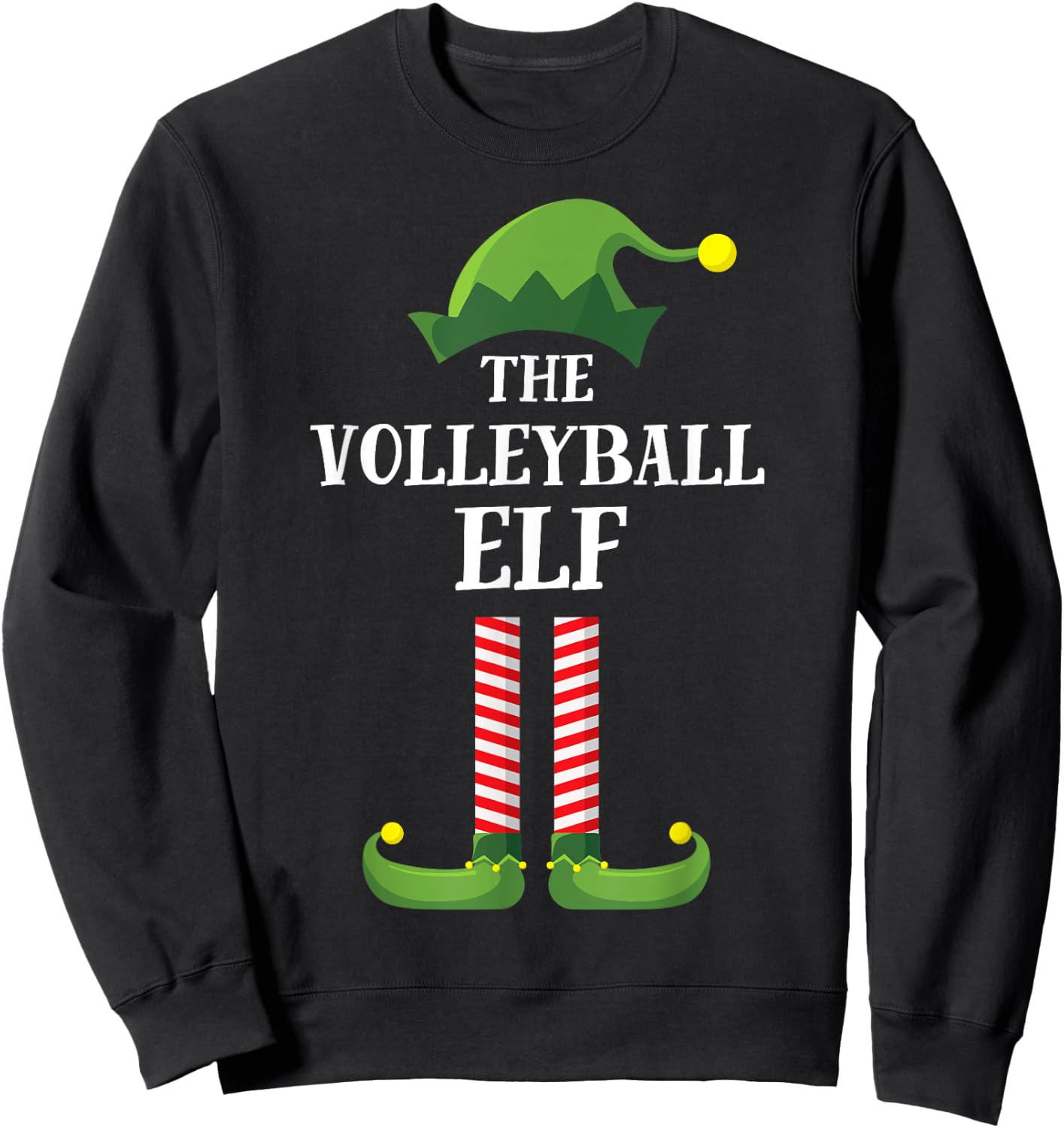 Volleyball Elf Matching Family Group Christmas Party Pyjamas Sweatshirt - Sweatshirt | Black