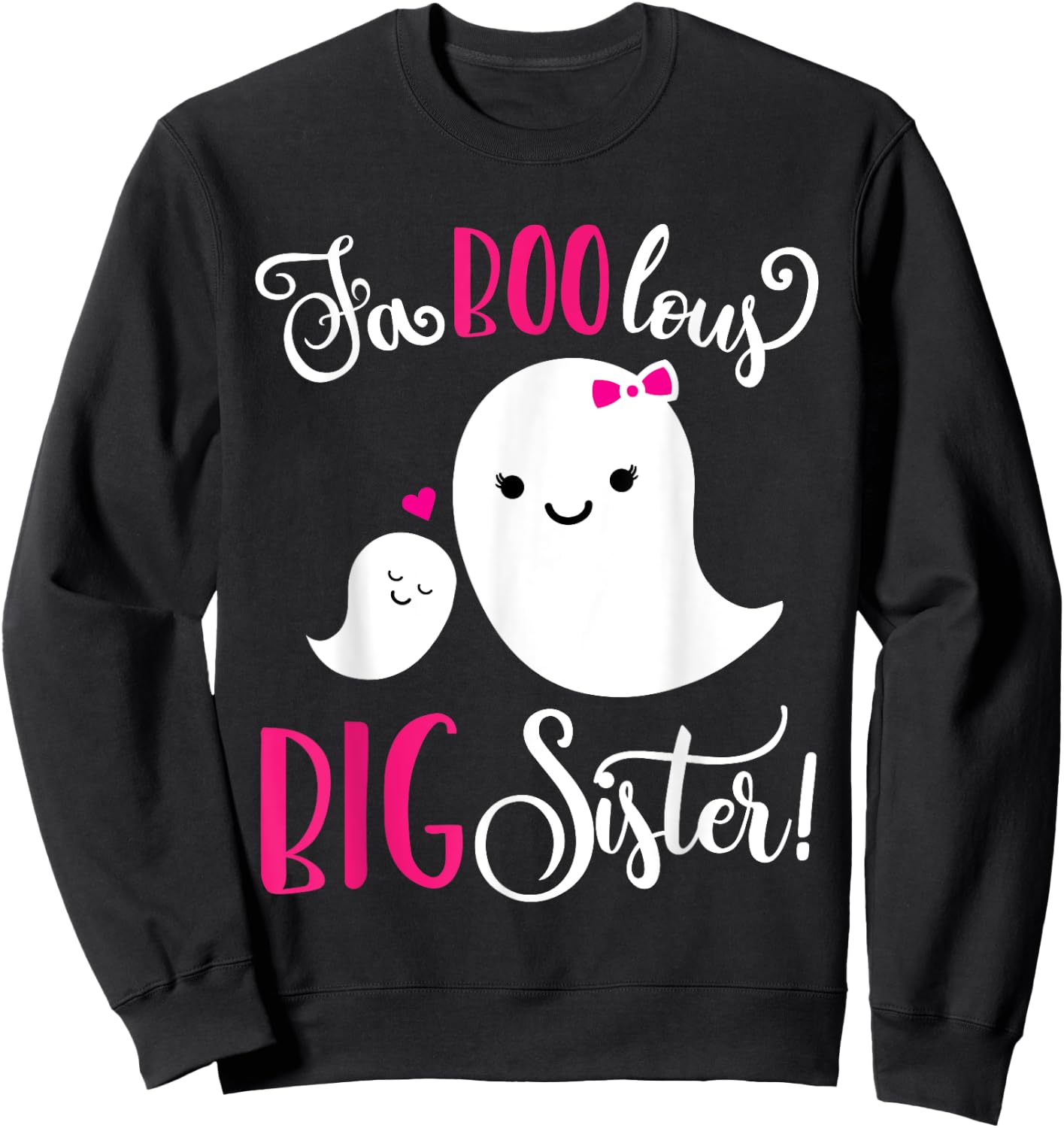 Big Sister Pregnancy Announcement Ghost Cute Halloween Girls Sweatshirt - Sweatshirt | Black