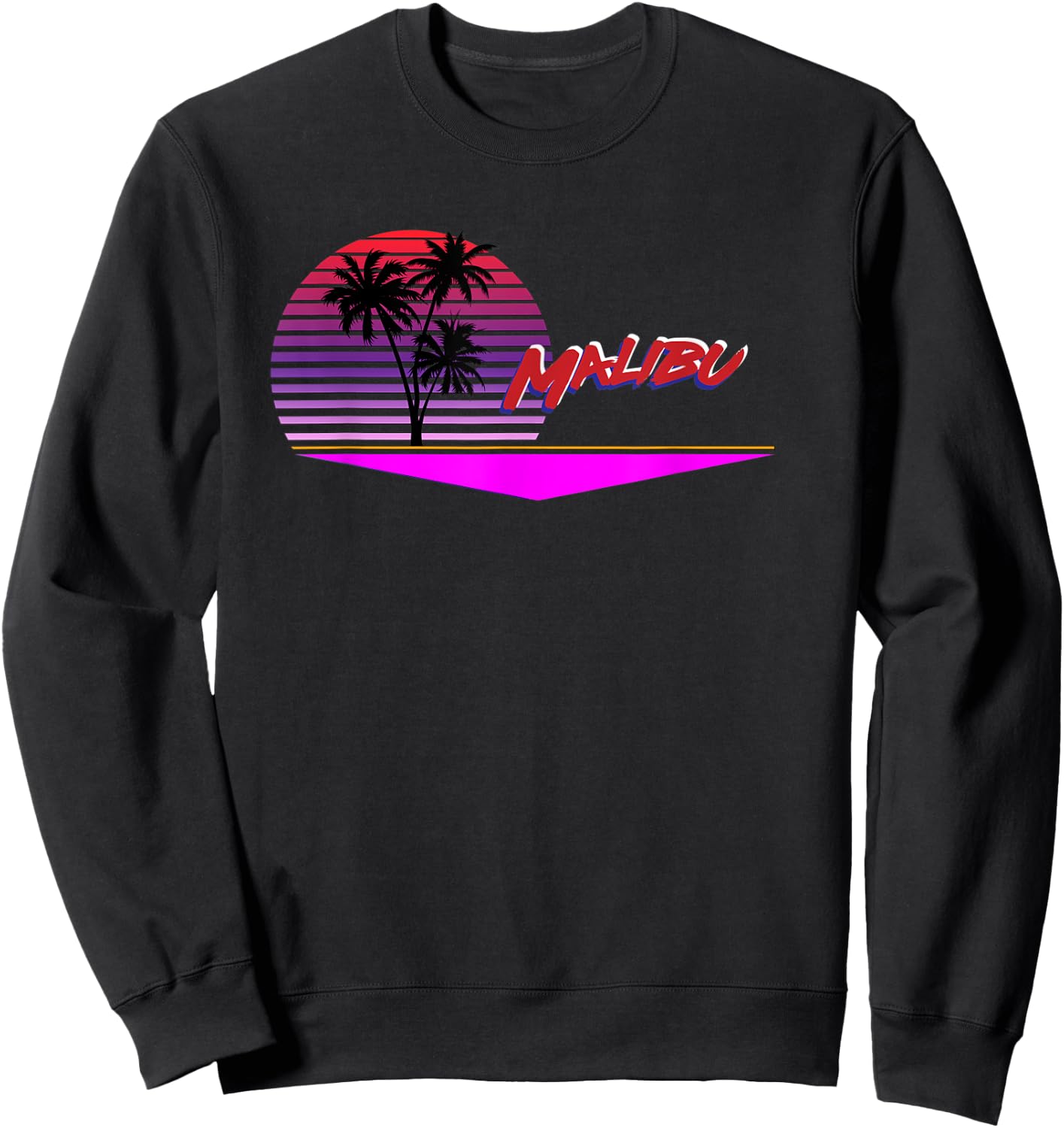 Retrowave 1980s Style Malibu California Shirt Sweatshirt - Sweatshirt | Black