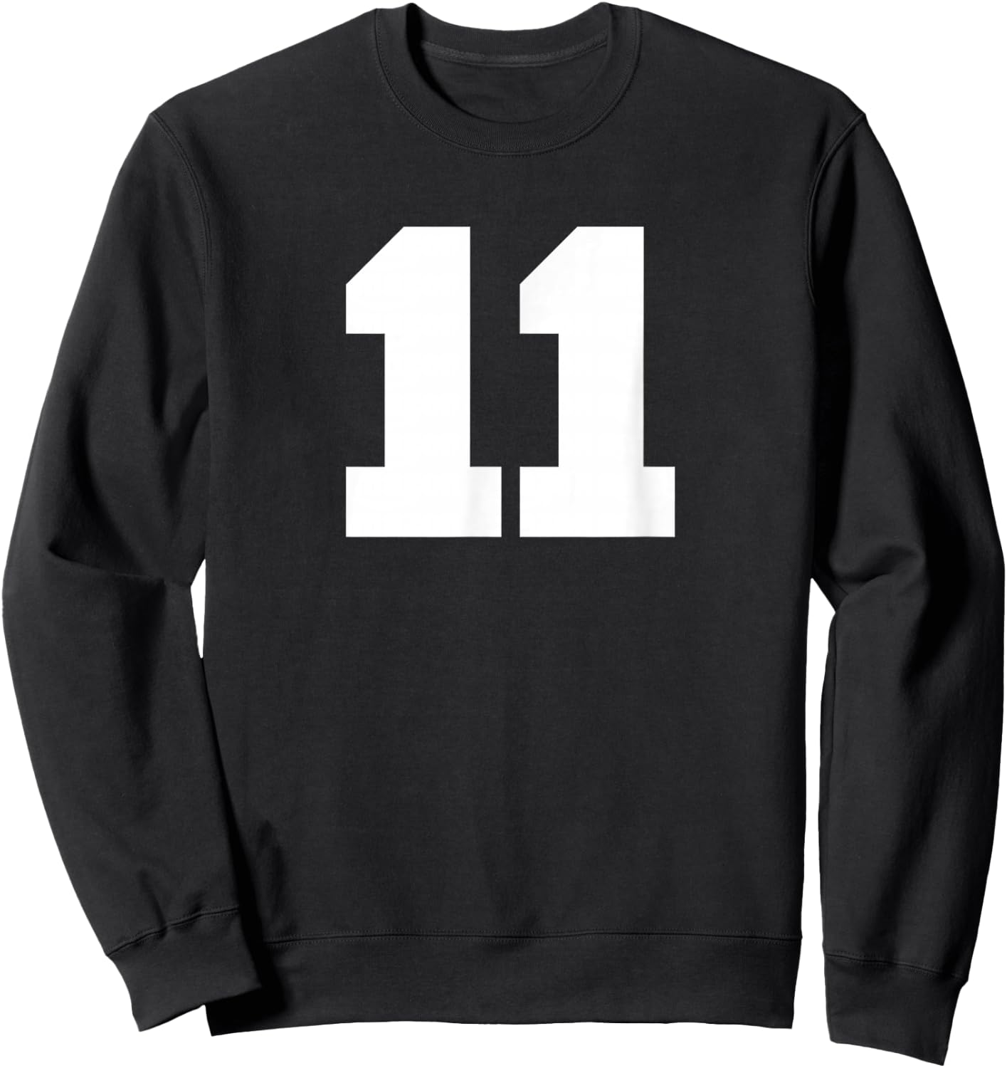 Number 11 Sports Jersey Player #11 Fan FRONT Print Varsity Sweatshirt - Sweatshirt | Black
