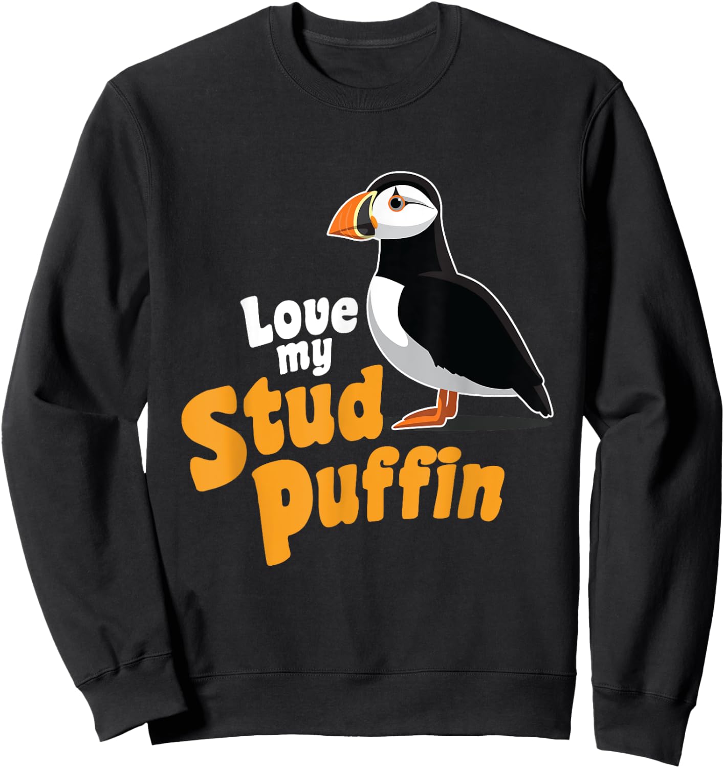 Stud Puffin Love | Cute Animal Gift Zoo Sea Bird Sweatshirt - Sweatshirt | Black