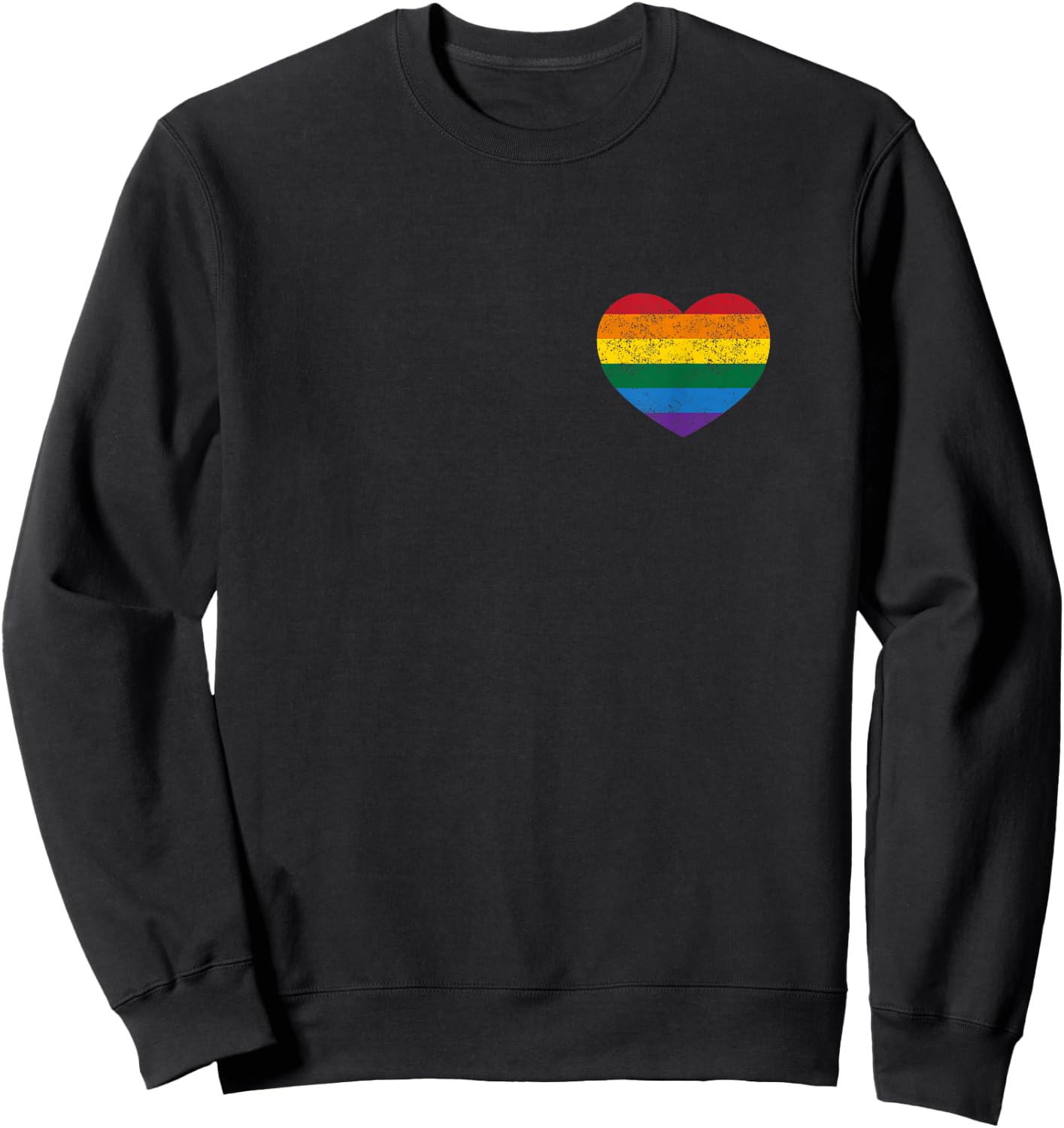 Vintage Distressed Gay Pride Heart (Gay Flag Shirt) Sweatshirt - Sweatshirt | Black