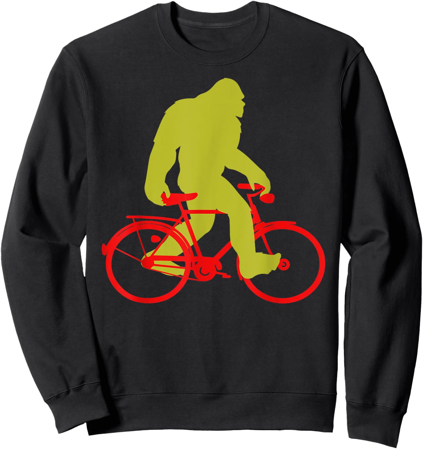 Bigfoot Riding Bicycle Shirt, Funny Cute Sasquatch Bike Gift Sweatshirt - Sweatshirt | Black