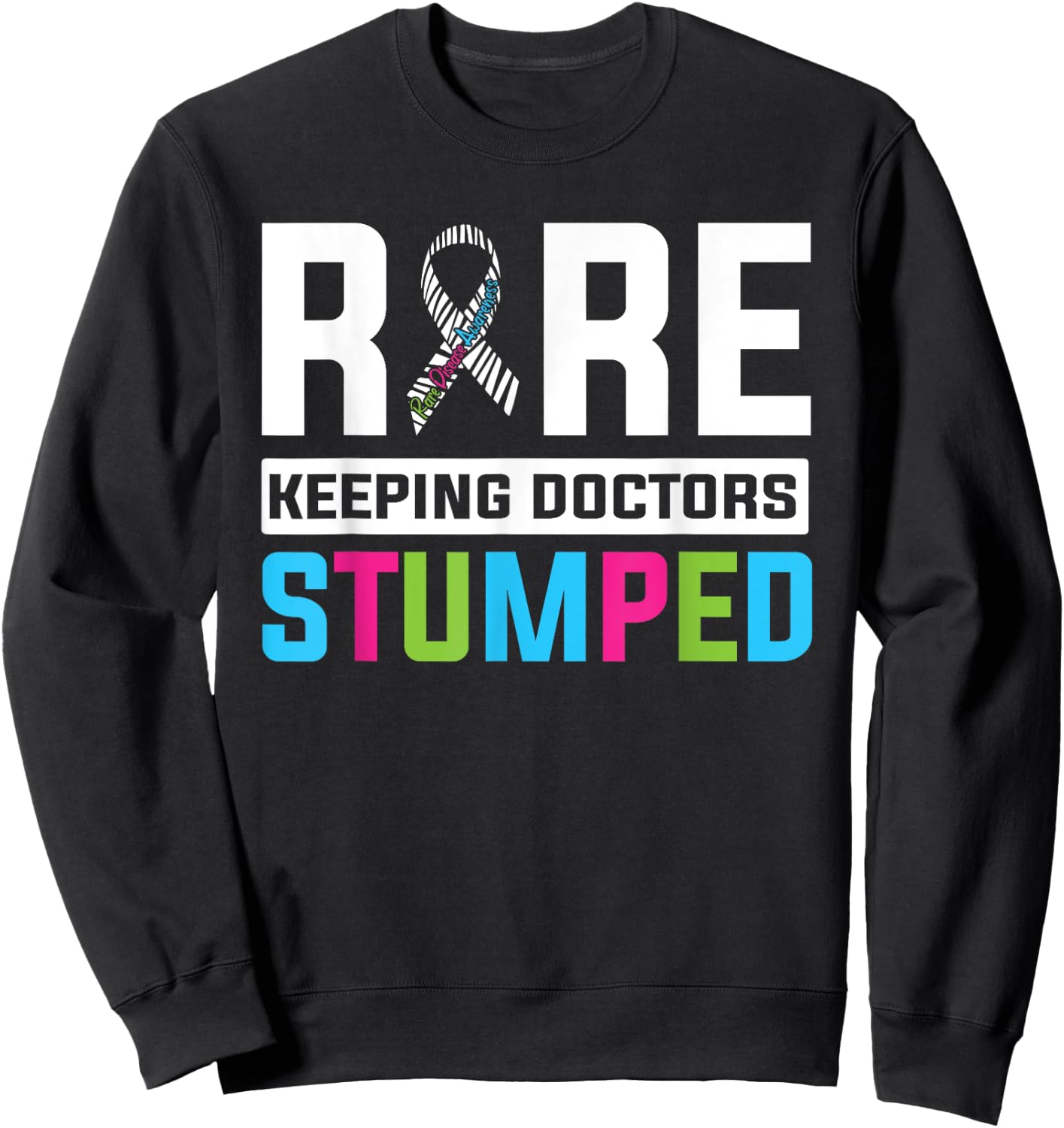 Rare Disease Awareness Day 2025 Rare Genes Zebra Ribbon Sweatshirt - Sweatshirt | Black
