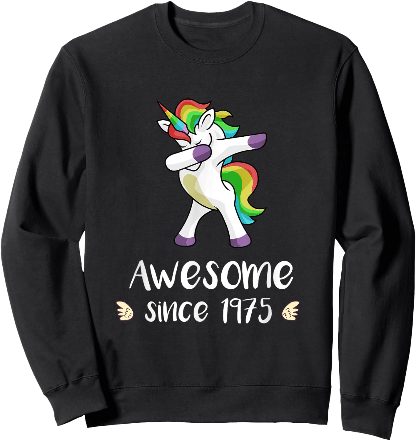 Awesome Since 1975 Cute Unicorn 43rd Birthday Gift Sweatshirt - Sweatshirt | Black