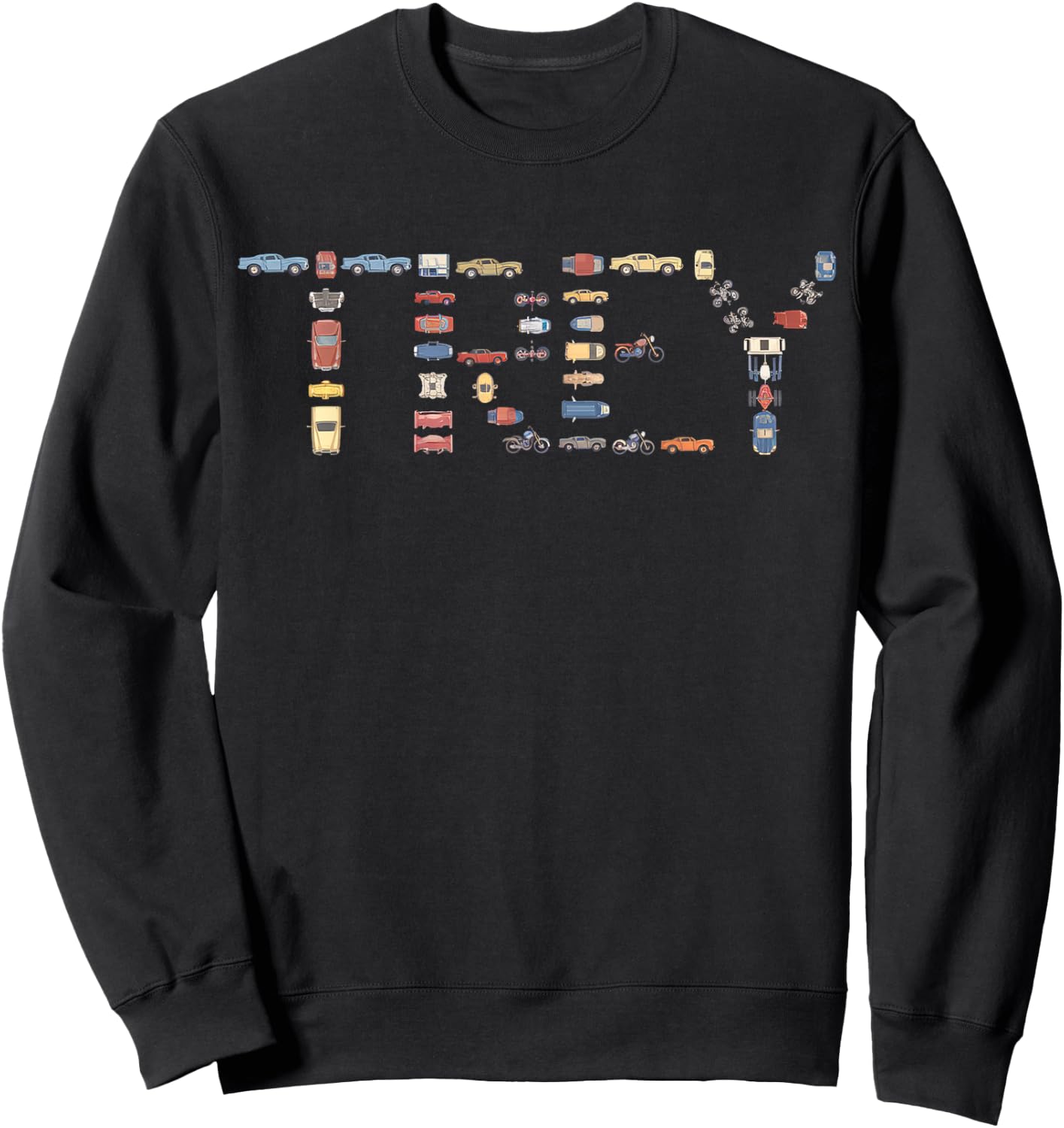 Trey Custom Name Personalized Classic Cars Boys Women Men Sweatshirt - Sweatshirt | Black