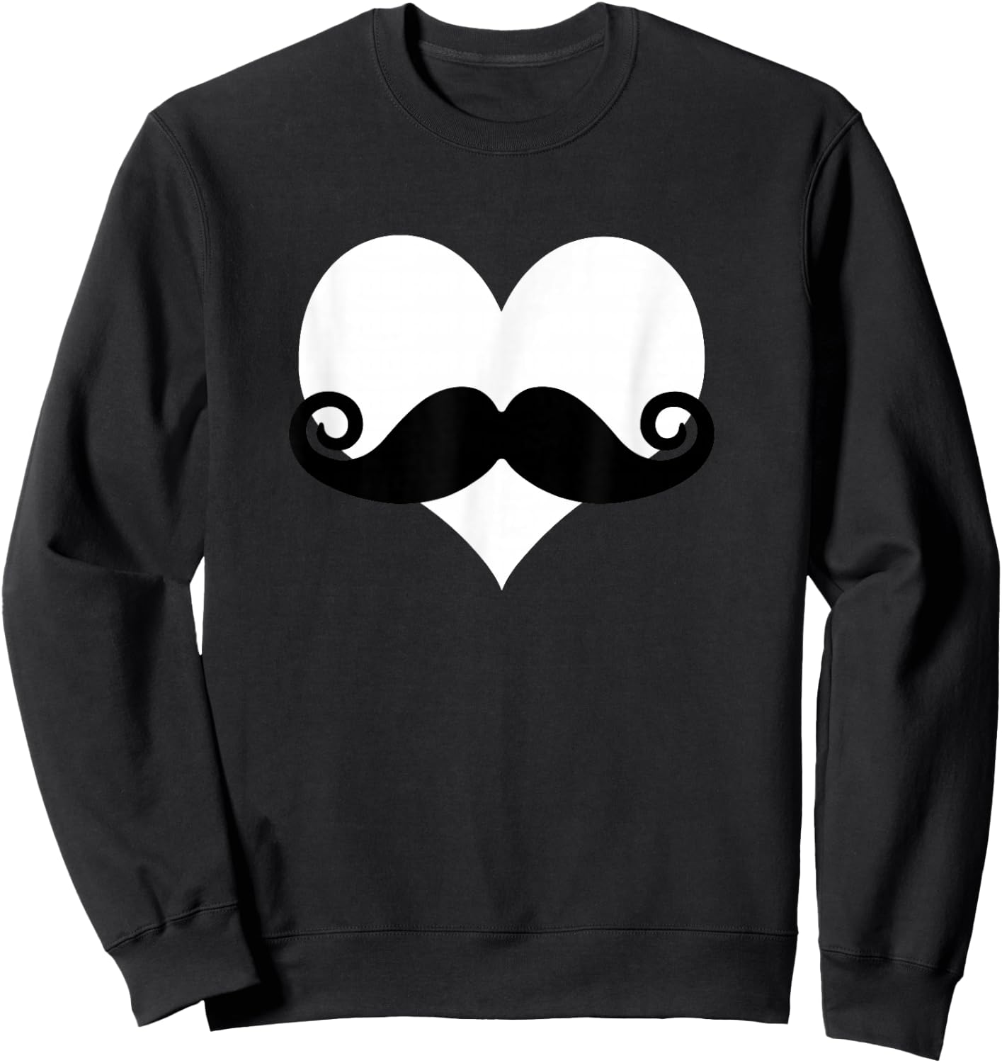 Mustache Heart Valentines Day Boys Sweatshirt - Sweatshirt | Black