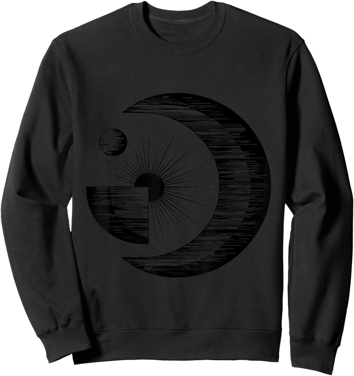 Celestial Geometric Abstract Art Modern Minimalist Moon Sweatshirt - Sweatshirt | Black