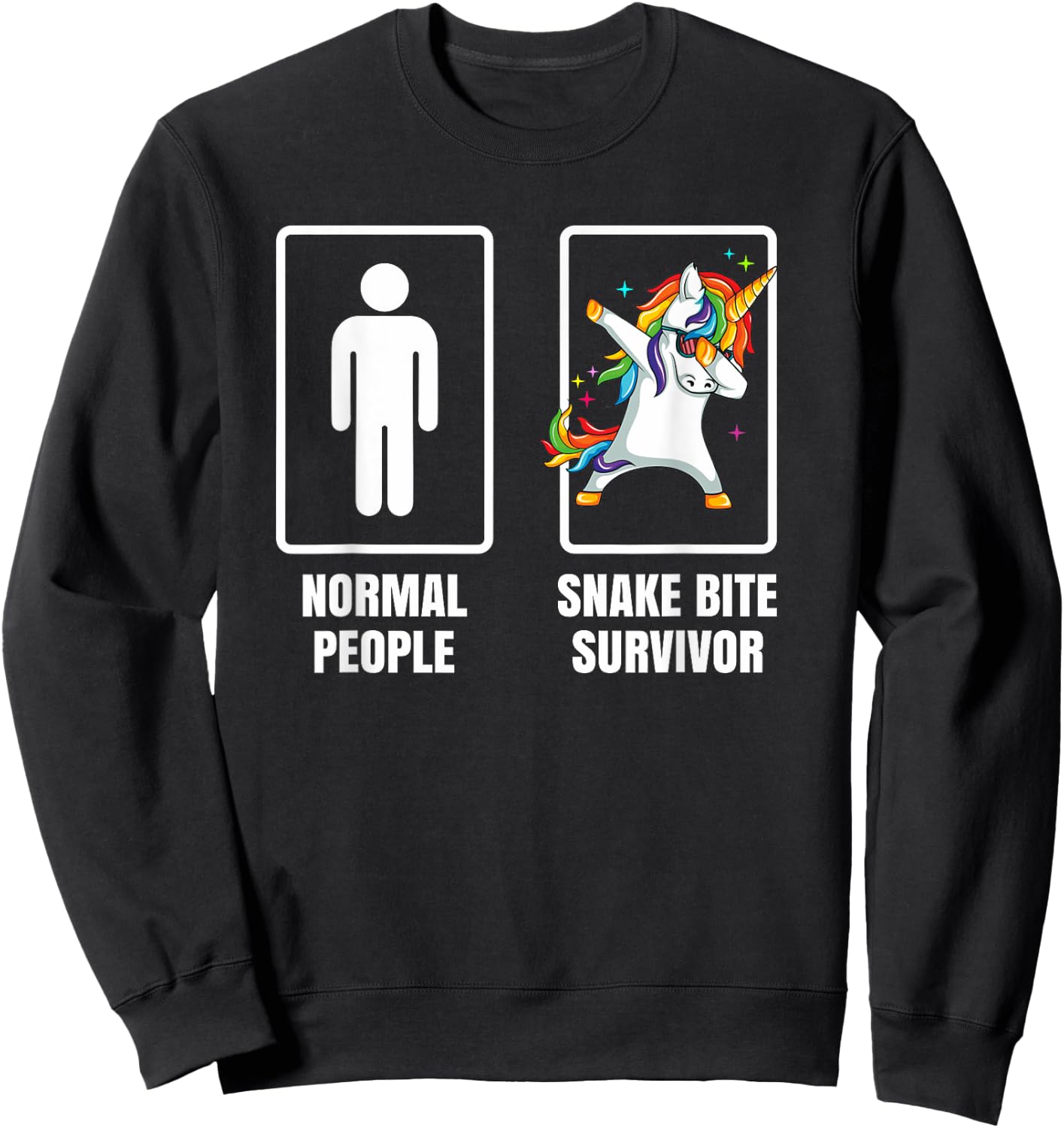 Funny Dabbing Unicorn Snake Bite Survivor Humor Joke Gift Sweatshirt - Sweatshirt | Black