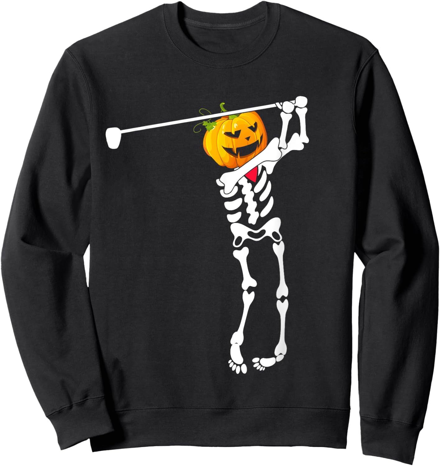 Golf Skeleton Pumpkin Halloween Shirt Sweatshirt - Sweatshirt | Black