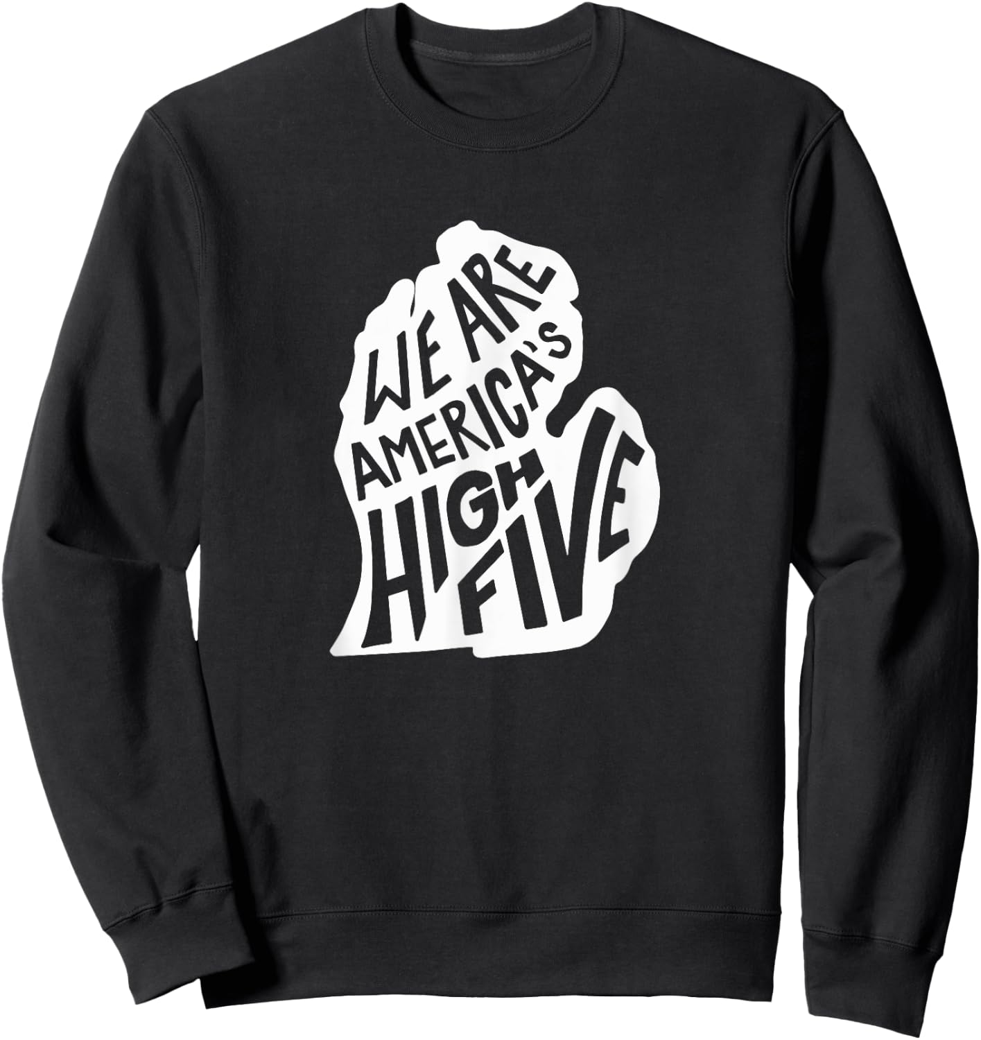 Michigan America's High Five - Retro Distressed Sweatshirt - Sweatshirt | Black