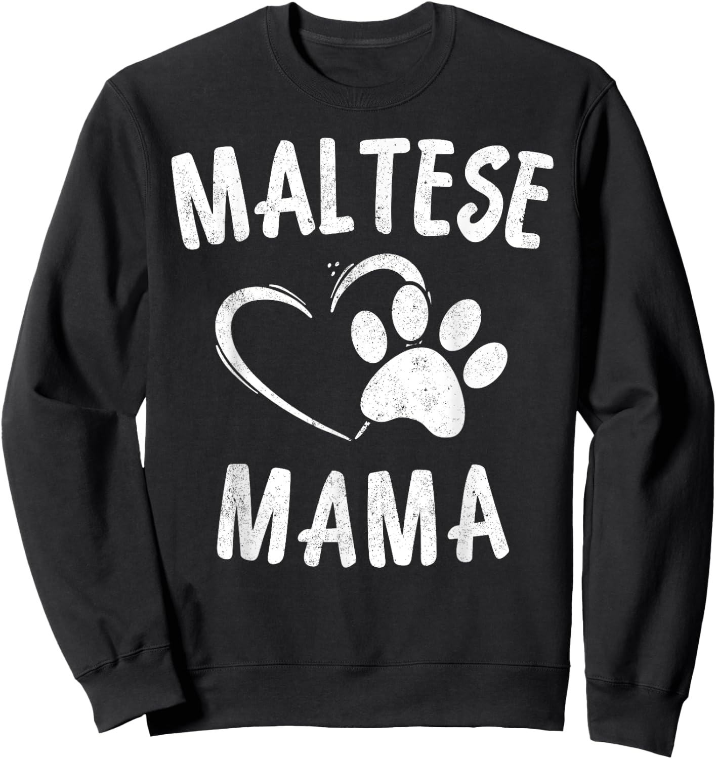 Fun Maltese Mama Gift Pet Lover Apparel Sleeve Dog Mom Women Kids Sweatshirt - Sweatshirt | Black