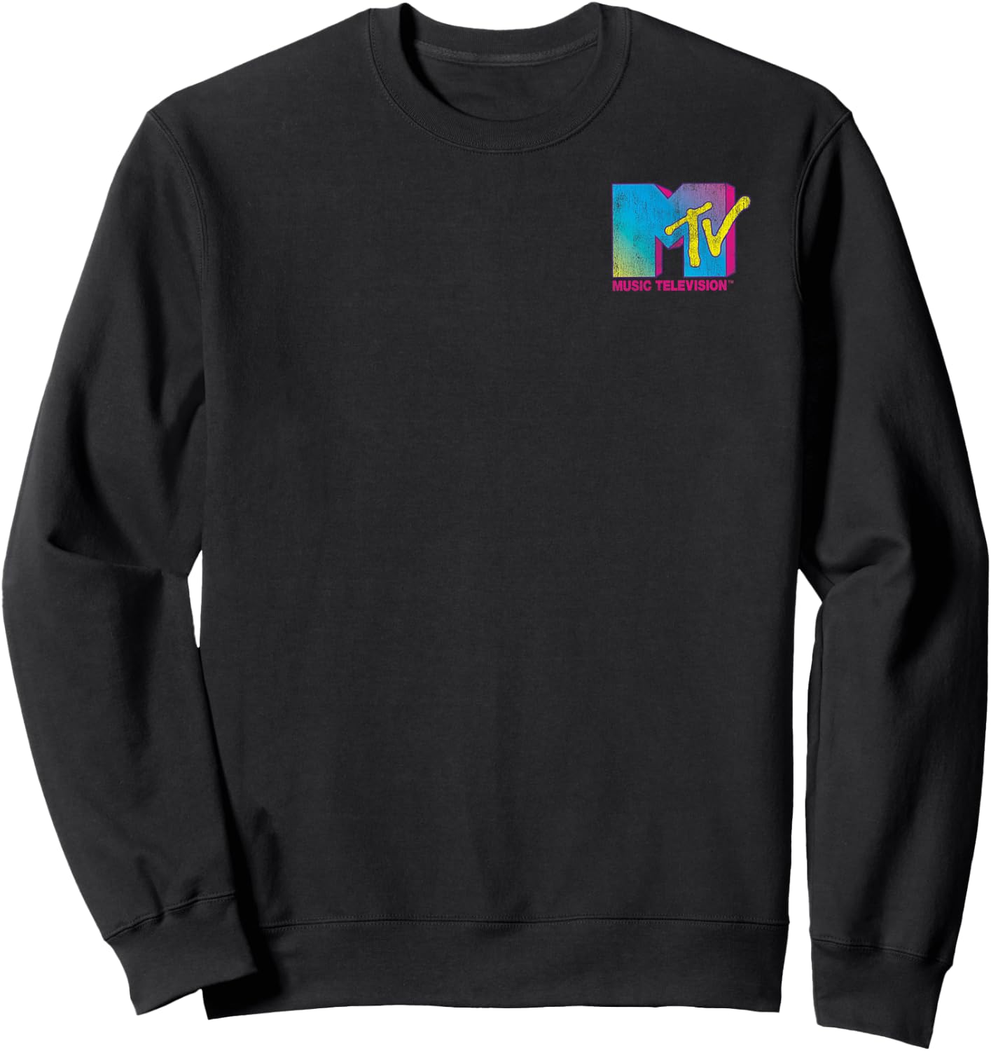 MTV Colorful Pocket Logo Music Television Graphic Sweatshirt - Sweatshirt | Black