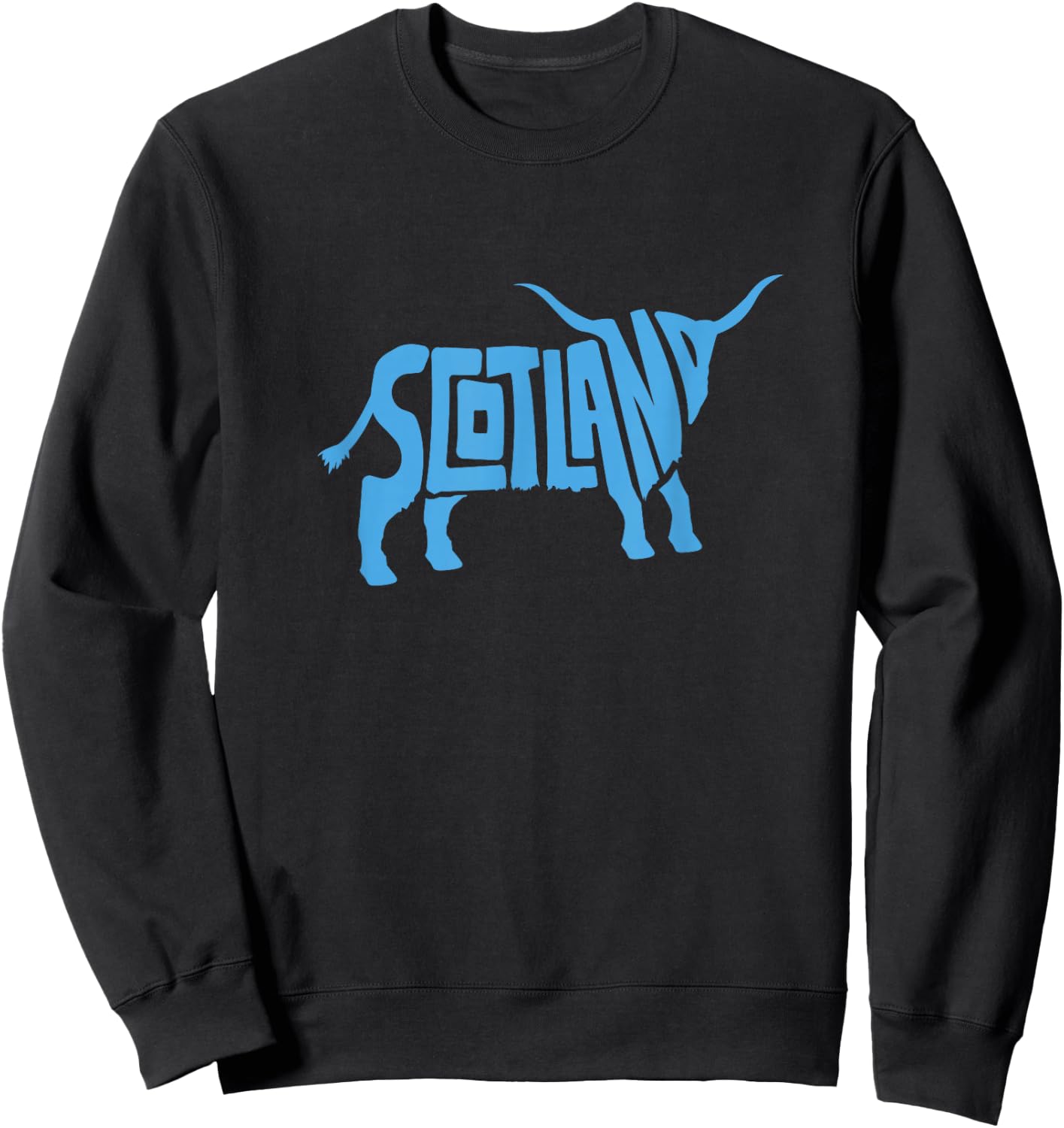 Scotland Word Art - Funny Scottish Bull Animal Sweatshirt - Sweatshirt | Black