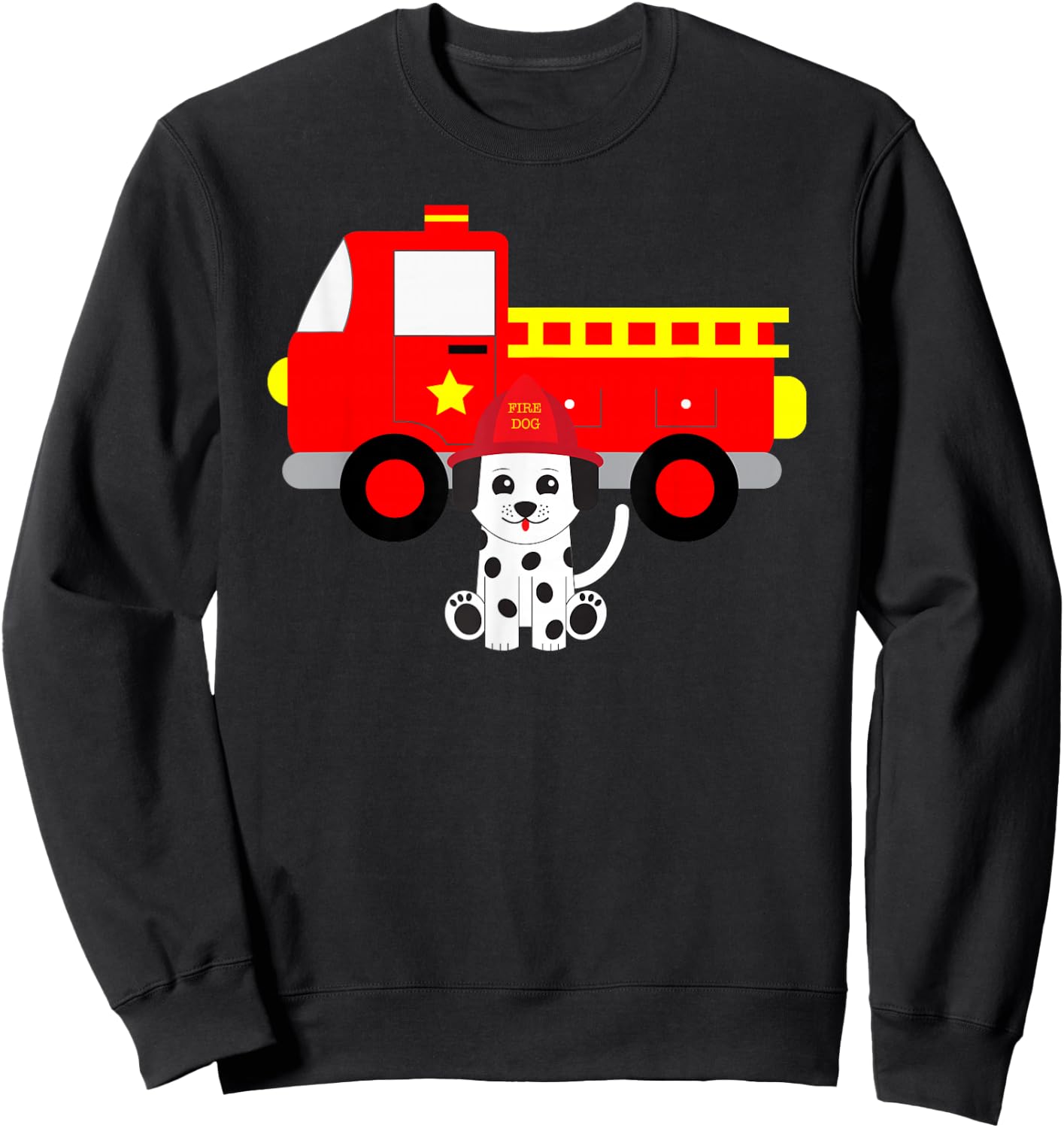 Firetruck and Dalmatian Firefighter Fire Sweatshirt - Sweatshirt | Black