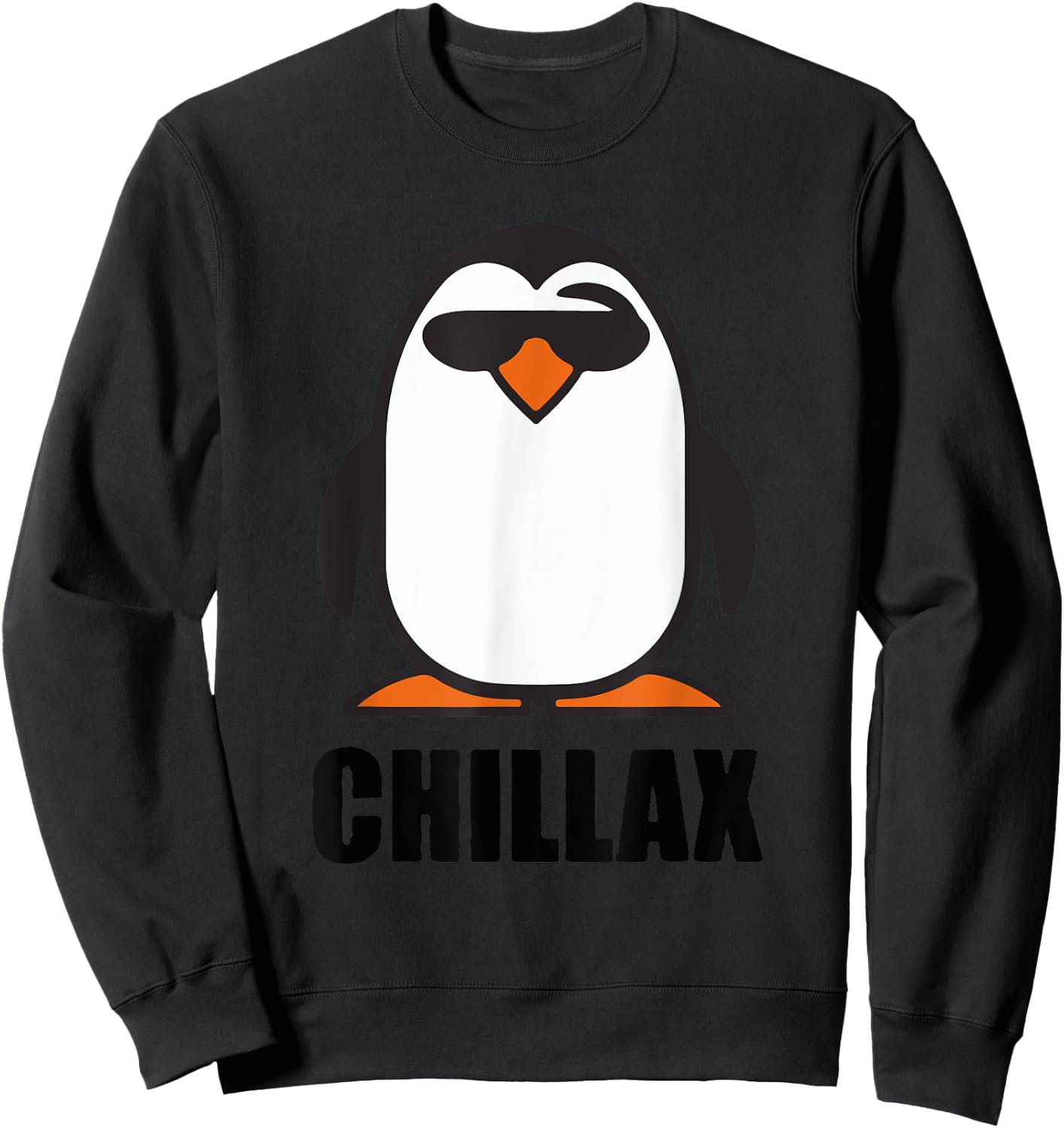 Funny Christmas Winter Penguin shirts, puns, Chillax Shirt Sweatshirt - Sweatshirt | Black