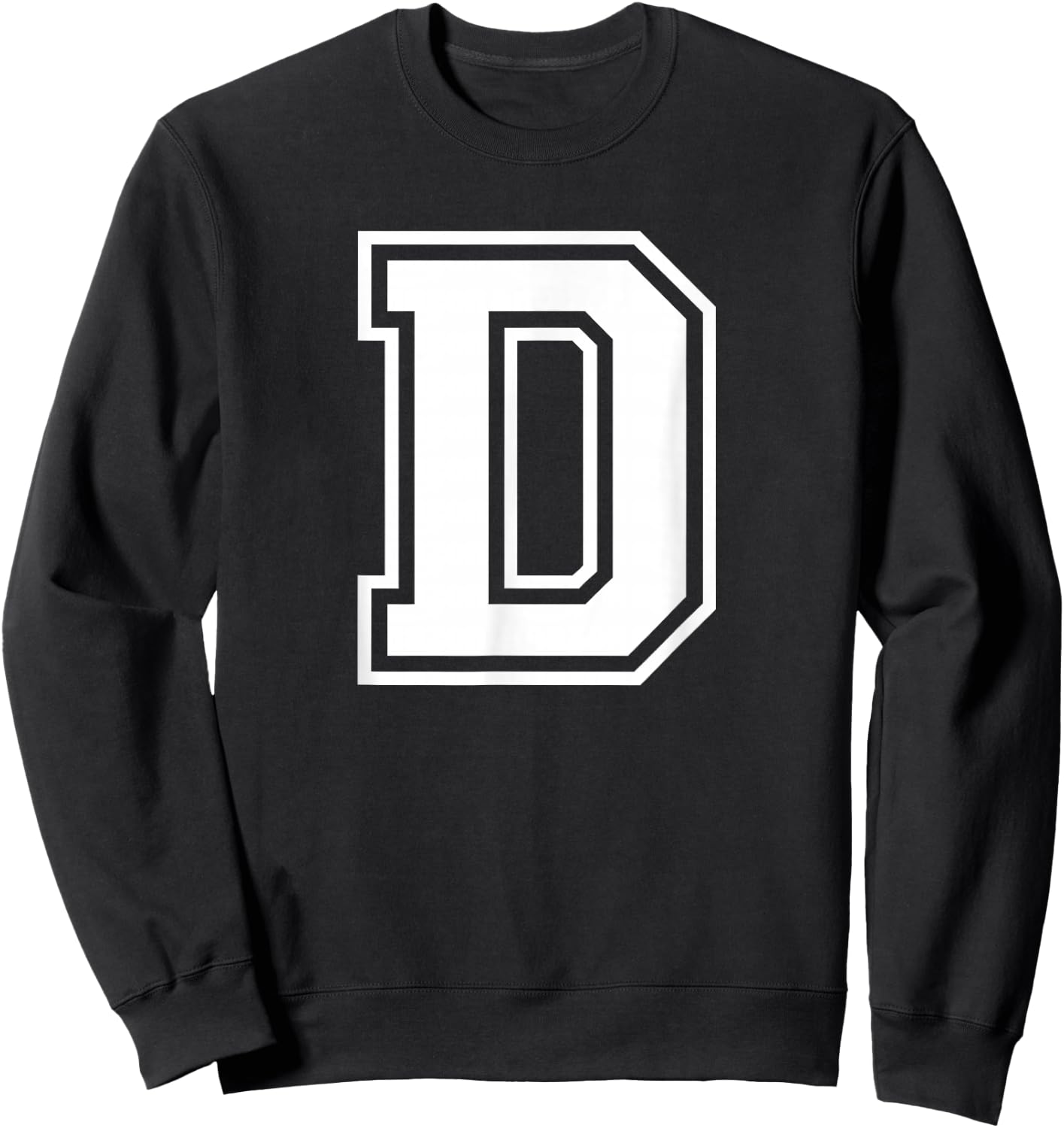 Letter D Name Initial Varsity Alphabet Monogram Sweatshirt - Sweatshirt | Black