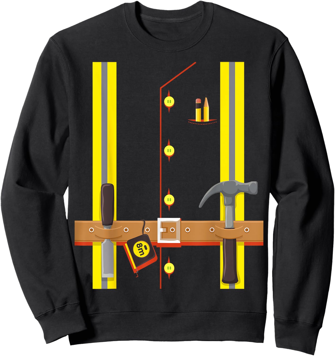 Construction Worker Costume for Boys Kids Halloween Builder Sweatshirt - Sweatshirt | Black