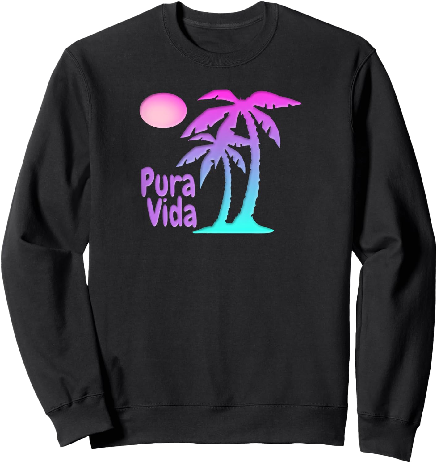 PURA VIDA Souvenir Palm Trees Beach Sun Costa Rica Women Girls Kids Sweatshirt - Sweatshirt | Black