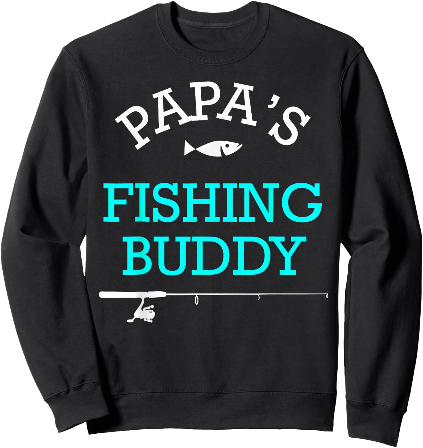 Papas Fishing Buddy Cute Kids Gift Sweatshirt - Sweatshirt | Black