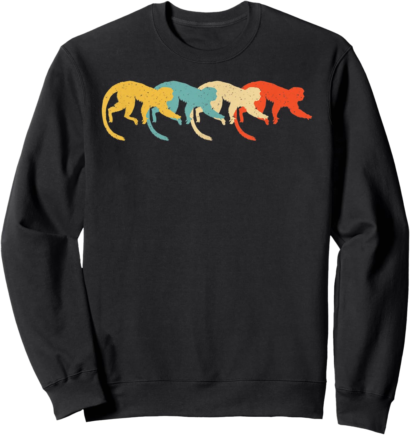 Gibbon Vintage Retro Lesser ape Lar Lover 60s 70s Gift Sweatshirt - Sweatshirt | Black