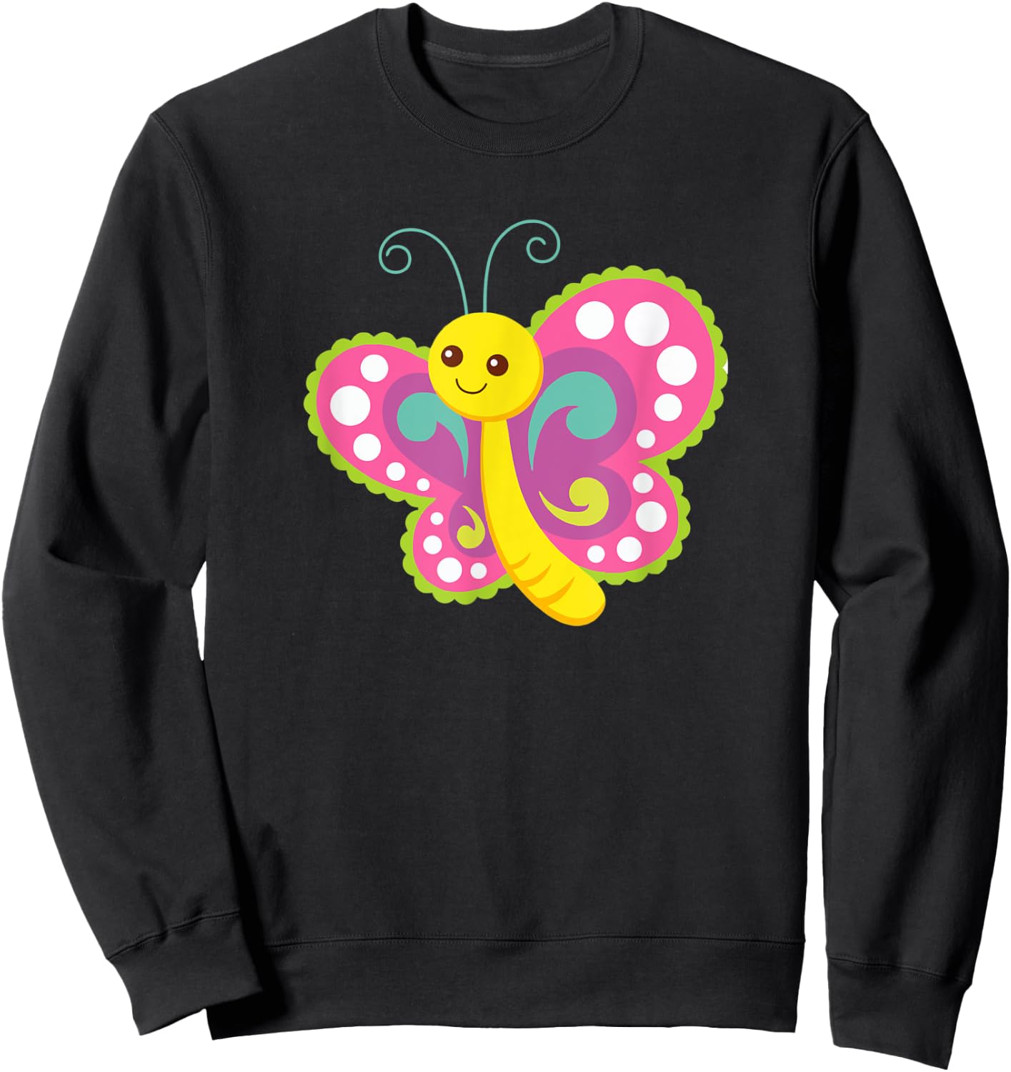 Colorful Animated Butterfly Sweatshirt - Sweatshirt | Black