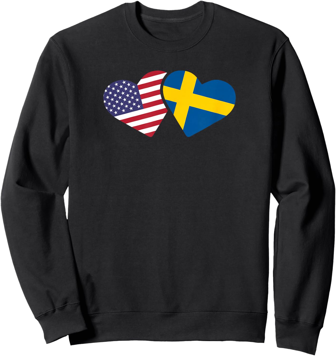 Sweden USA Flag T Shirt Heart Swedish American Love Roots Sweatshirt - Sweatshirt | Black