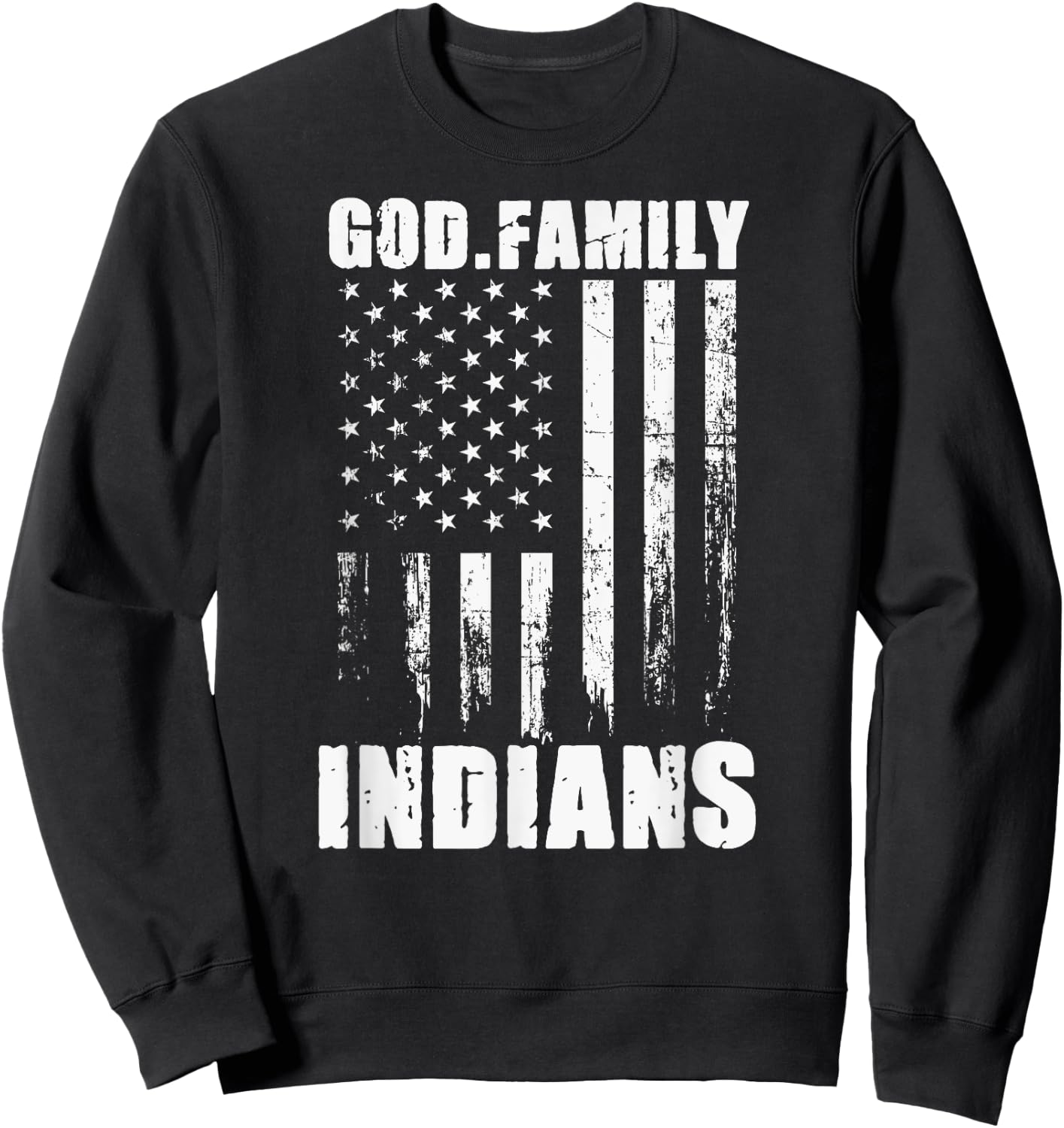Venice Indians God. Family. Vintage USA Flag Sweatshirt - Sweatshirt | Black