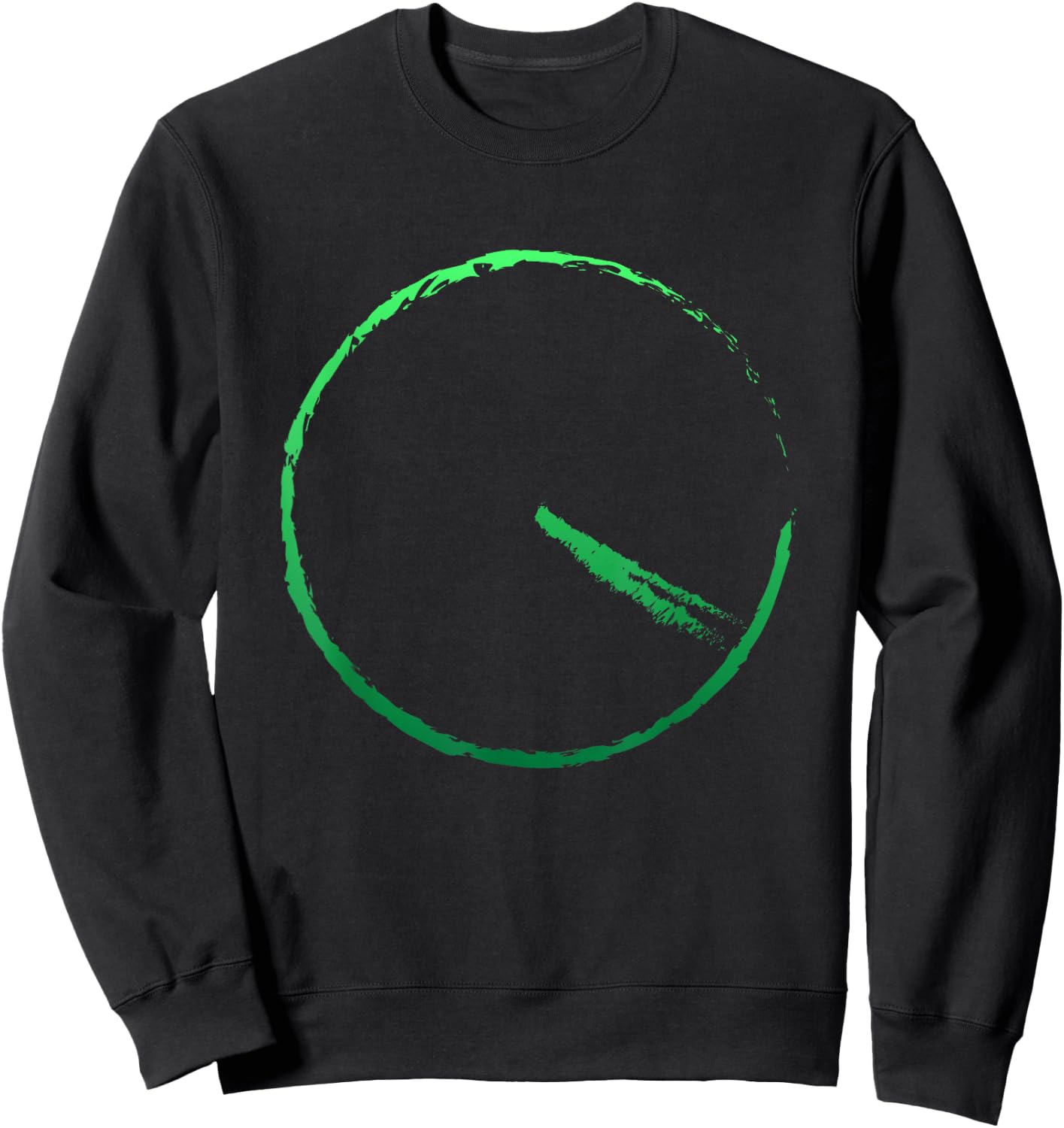 Subtle 420 Minimalistic Green Gradient Clock Print Sweatshirt - Sweatshirt | Black