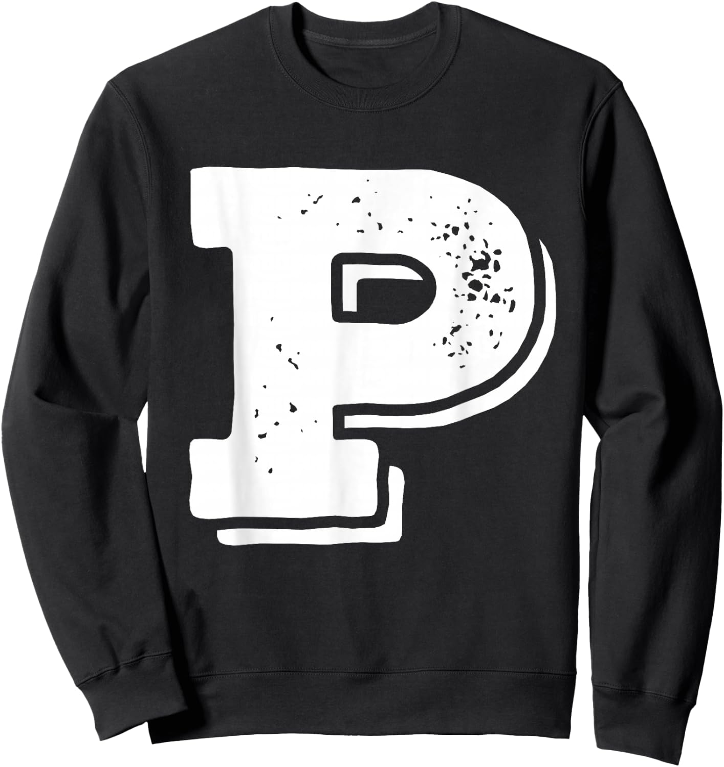 Letter P Capital Alphabet College Varsity Monogram Club Sweatshirt - Sweatshirt | Black