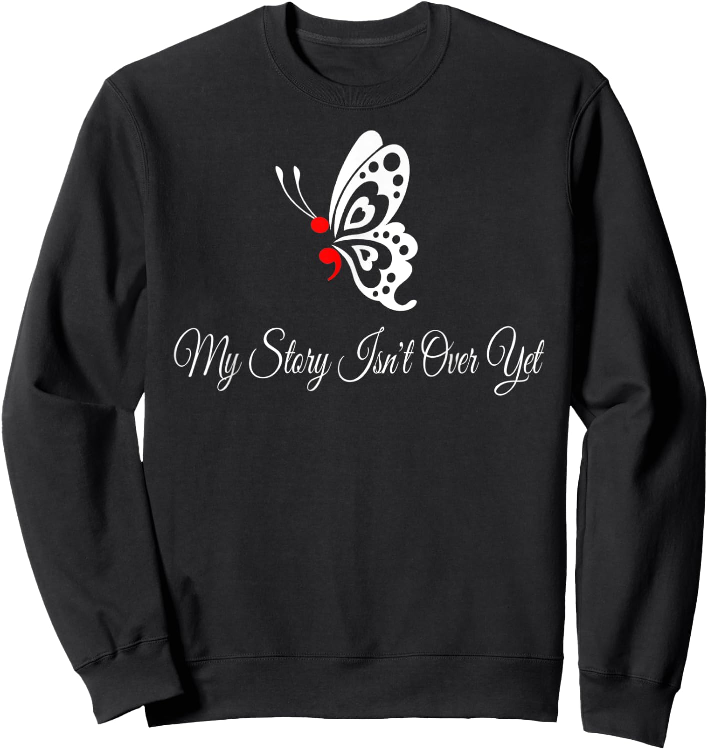 Butterfly Semicolon Shirt May Mental Health Awareness Month Sweatshirt - Sweatshirt | Black