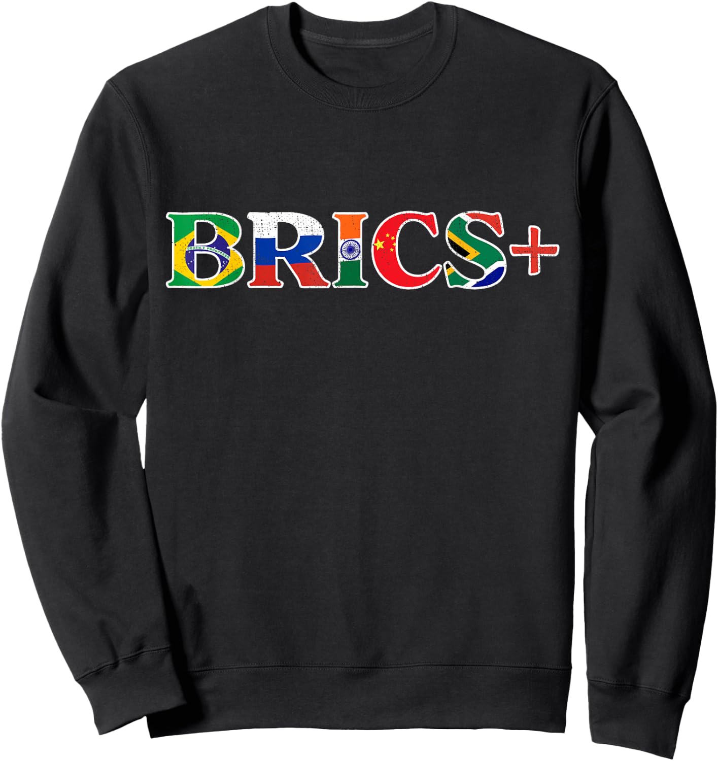BRICS+ Flag Letter Brazil Russia India China & South Africa Sweatshirt - Sweatshirt | Black