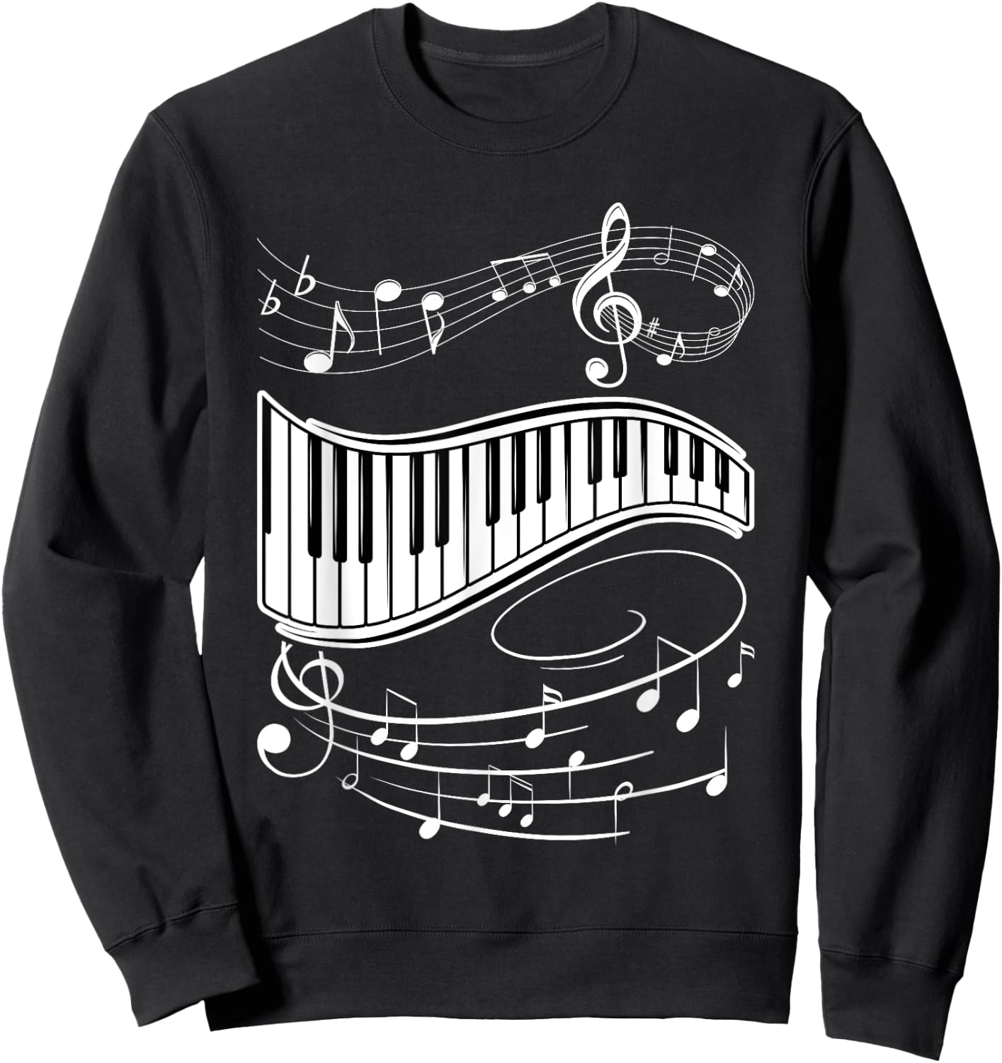 Pianist Music Notes Treble Clef Piano Player Keyboard Piano Sweatshirt - Sweatshirt | Black
