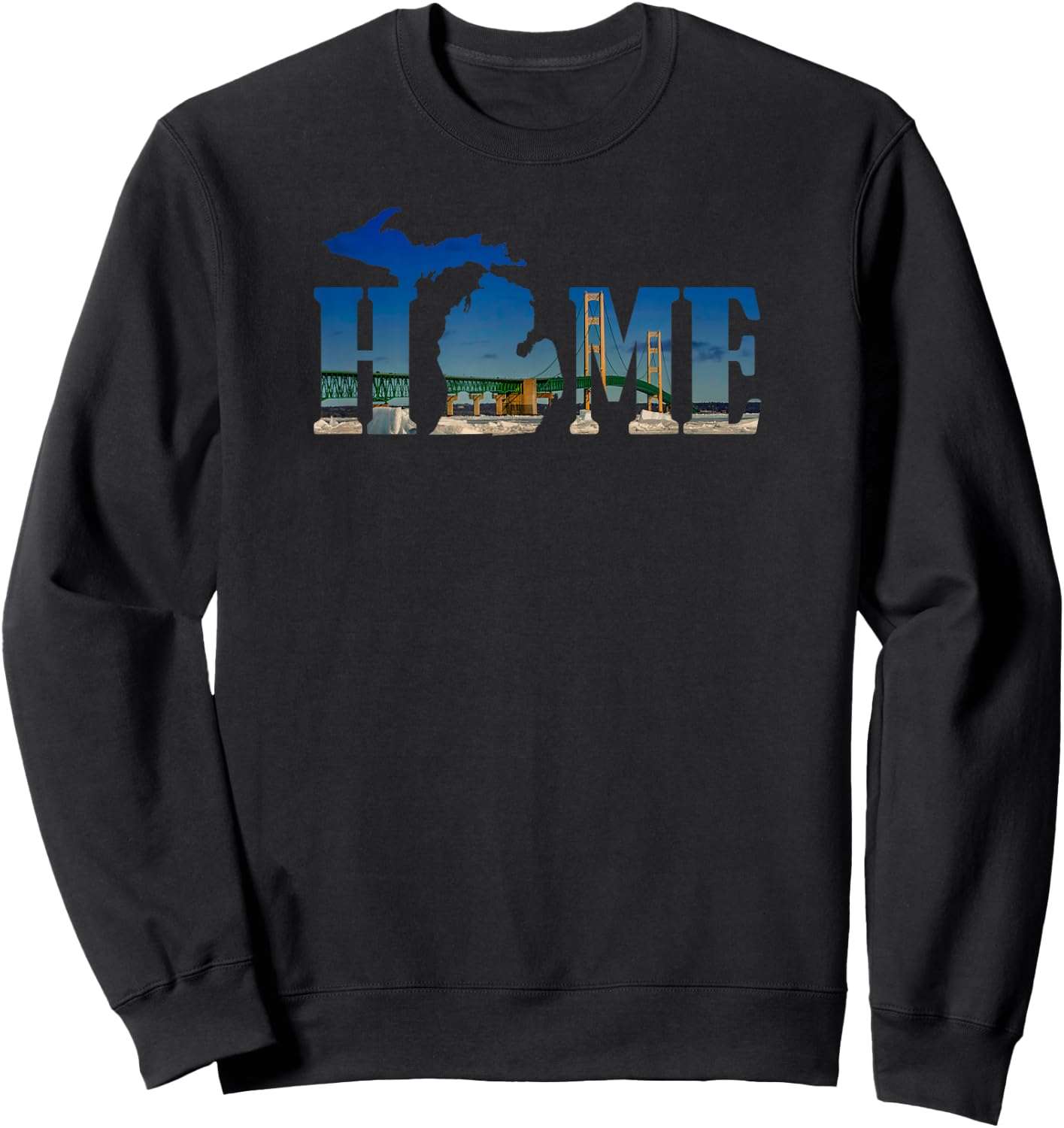 Michigan Home with the Mackinac Bridge Sweatshirt - Sweatshirt | Black