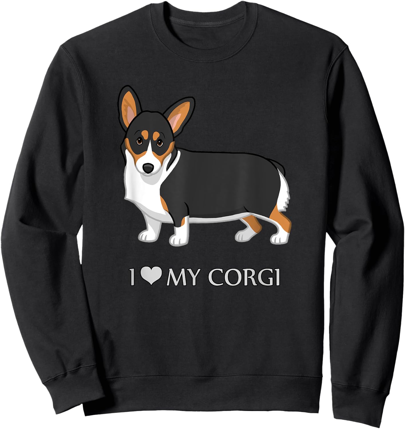 Black Tricolor I Love My Pembroke Corgi Dog Lovers Men Women Girls Kids Sweatshirt - Sweatshirt | Black