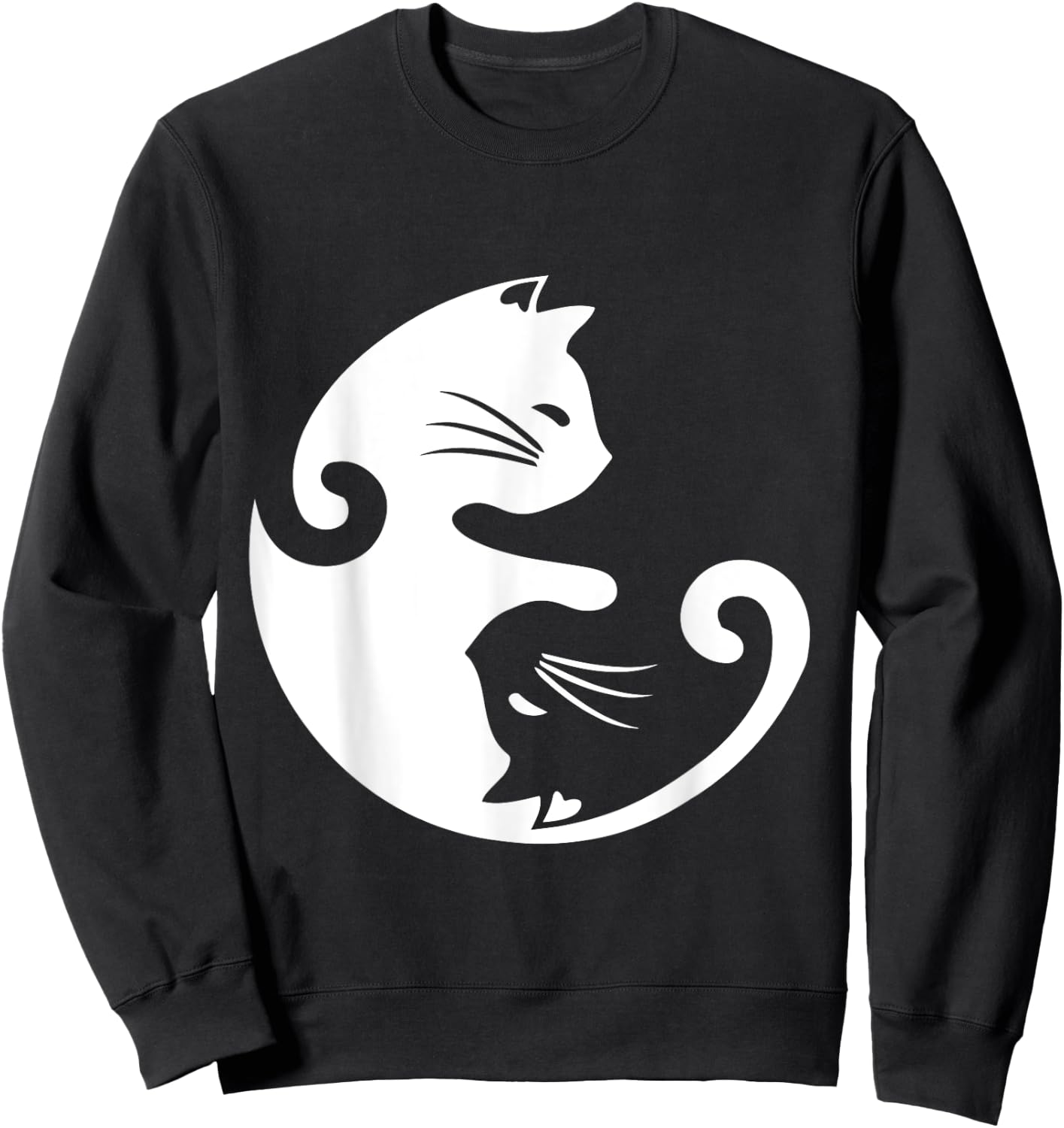 Cat Ying Yang Shirt Spirituality Meditation Yoga Gift Men Women Girls Kids Sweatshirt - Sweatshirt | Black