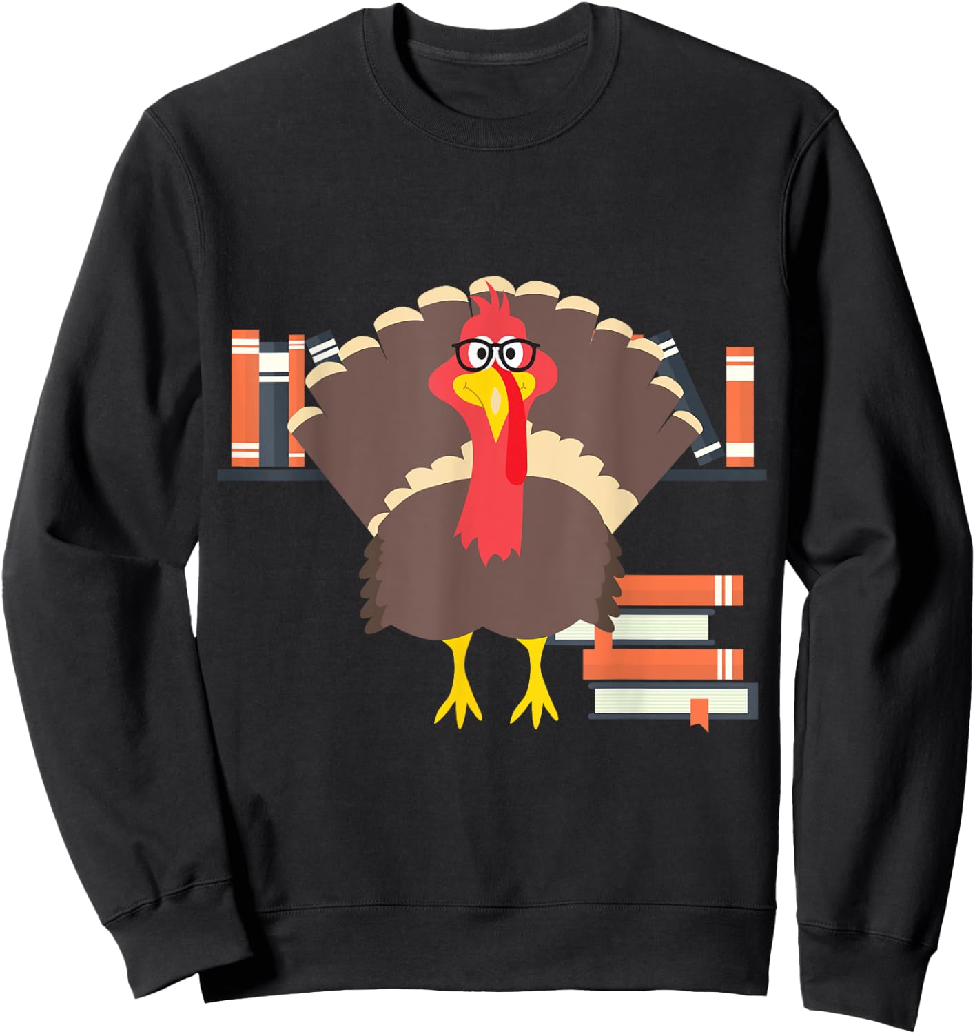 Librarian Turkey Thanksgiving Shirt For Librarian Sweatshirt - Sweatshirt | Black