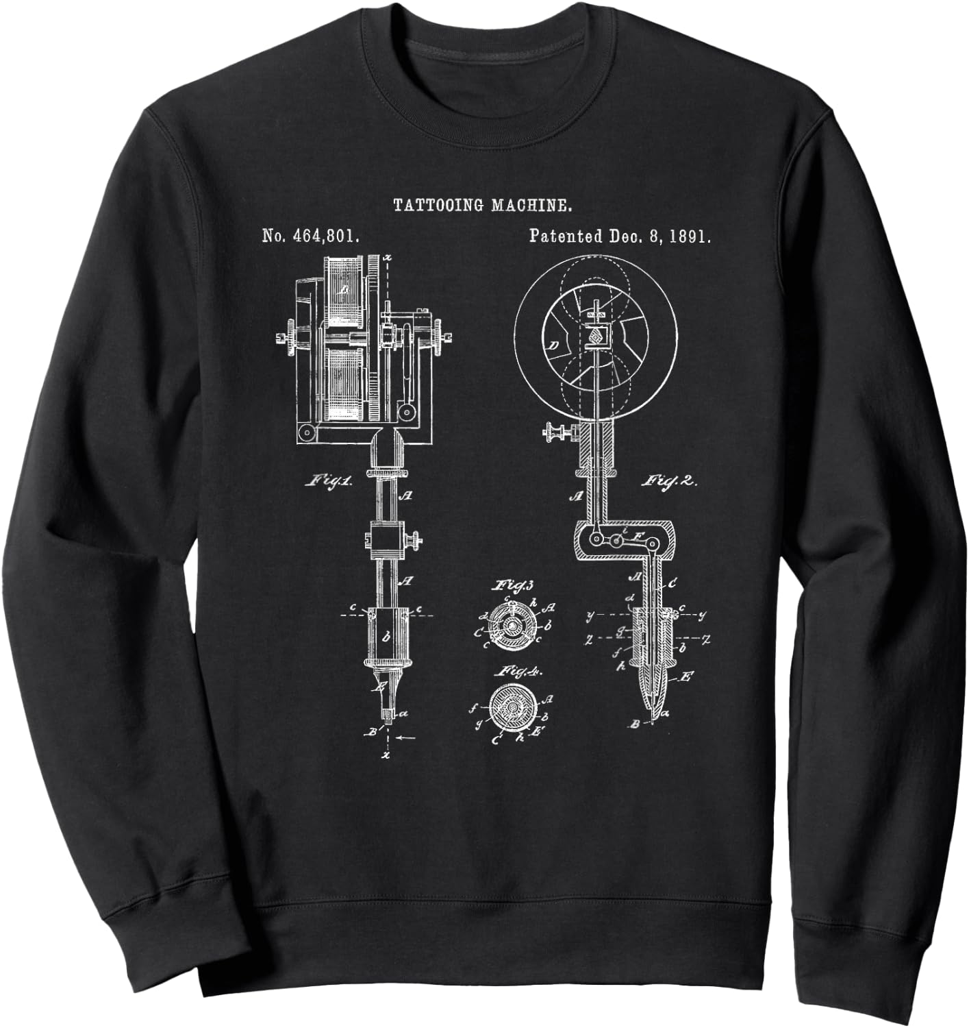 Vintage Tattoo Artist Gun Shirt - Inking Machine Drawing Sweatshirt - Sweatshirt | Black