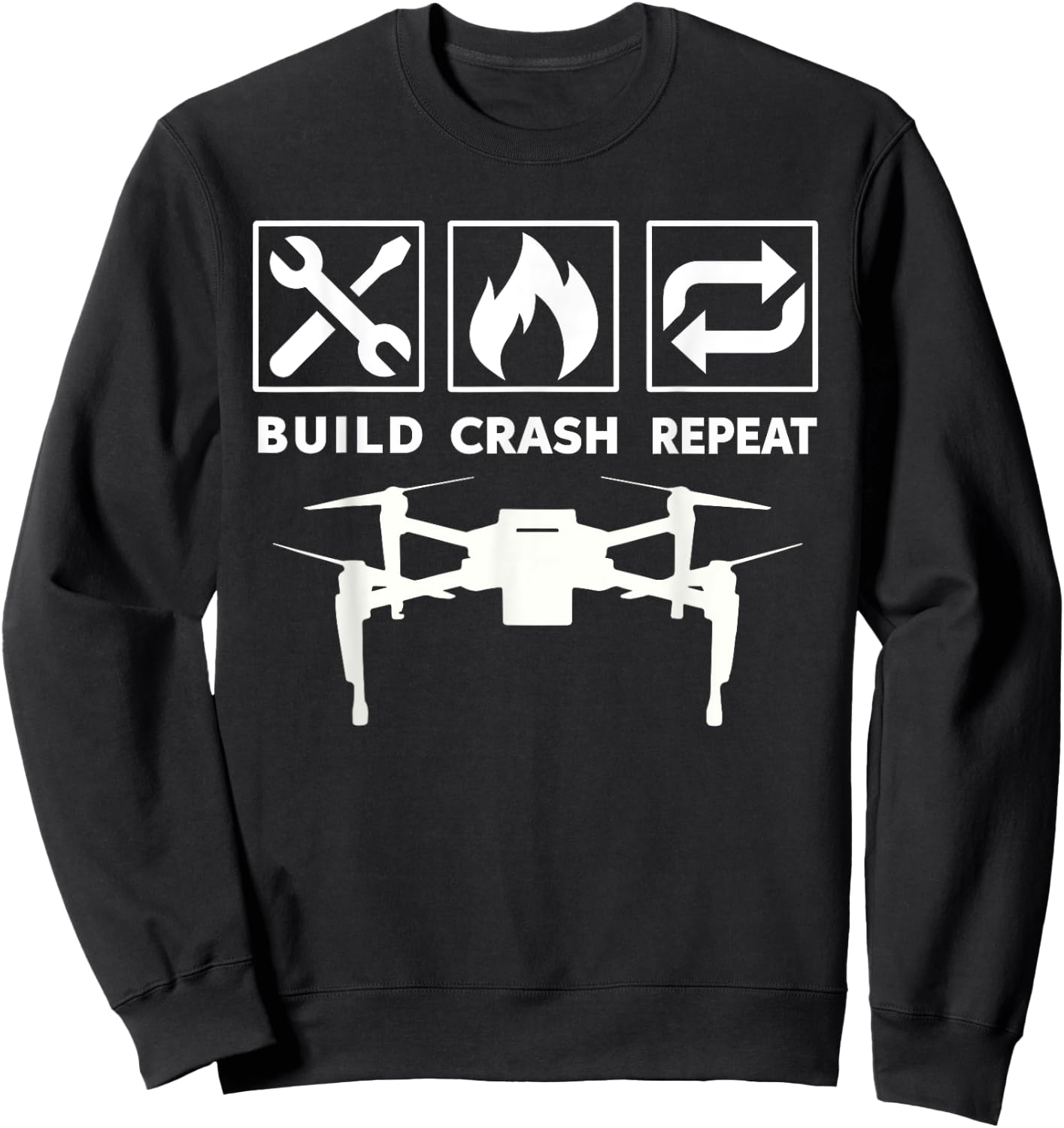 Funny Drone T Shirt Commercial or Small Drones Pilot Shirts Sweatshirt - Sweatshirt | Black