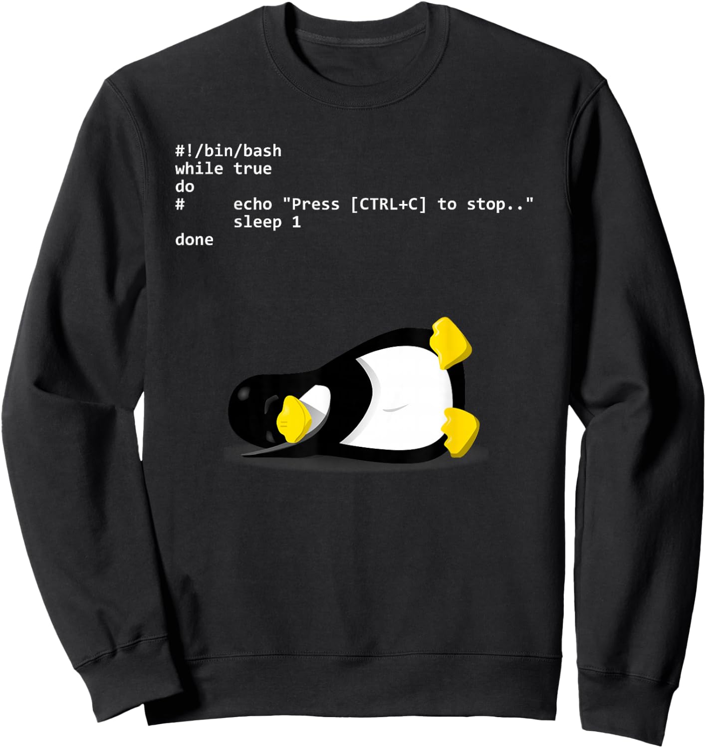 Sleeping Tux Loop Linux Geek Nerd Penguin Sweatshirt - Sweatshirt | Black