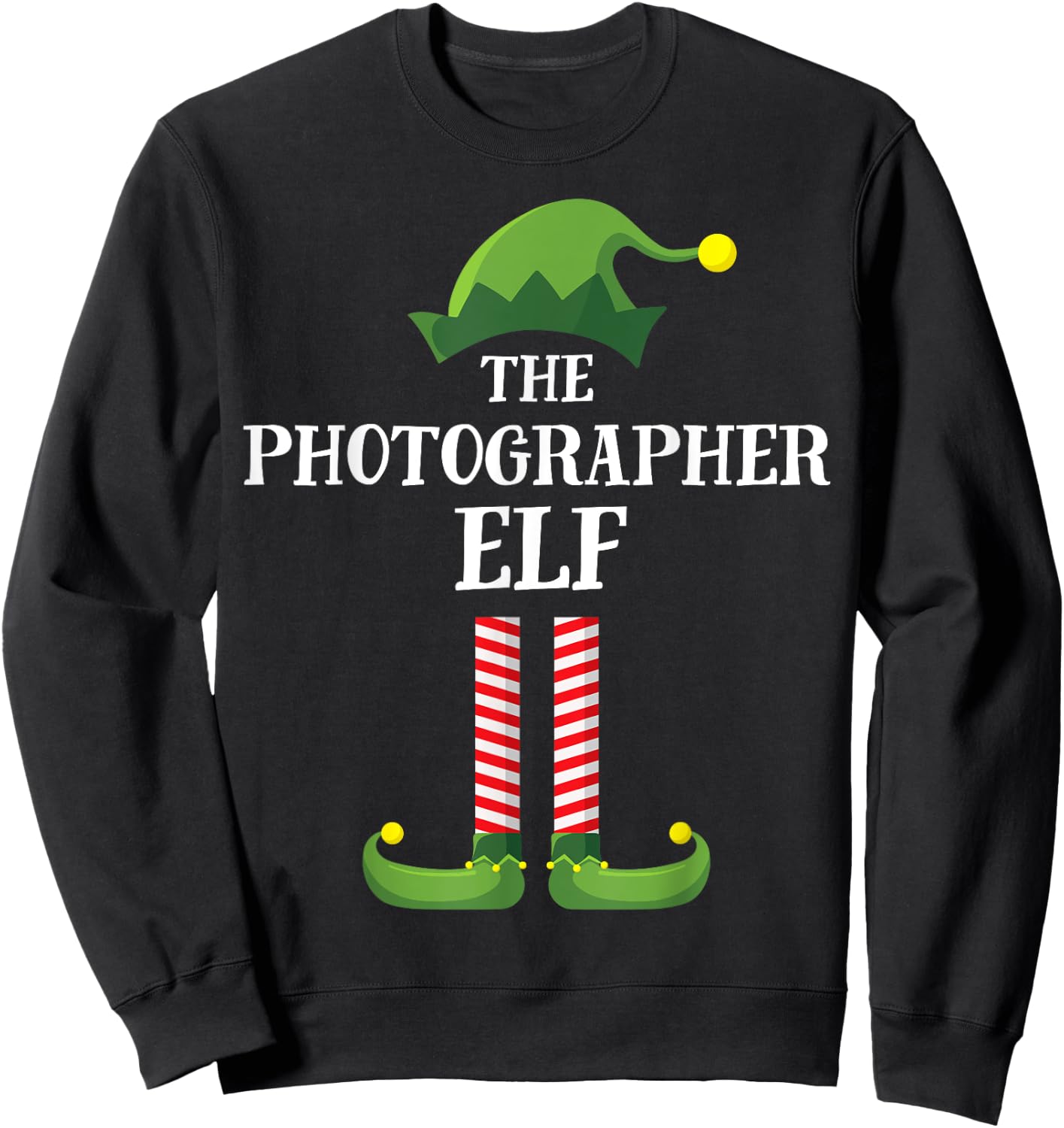 Photographer Elf Matching Family Group Christmas Party PJ Sweatshirt - Sweatshirt | Black