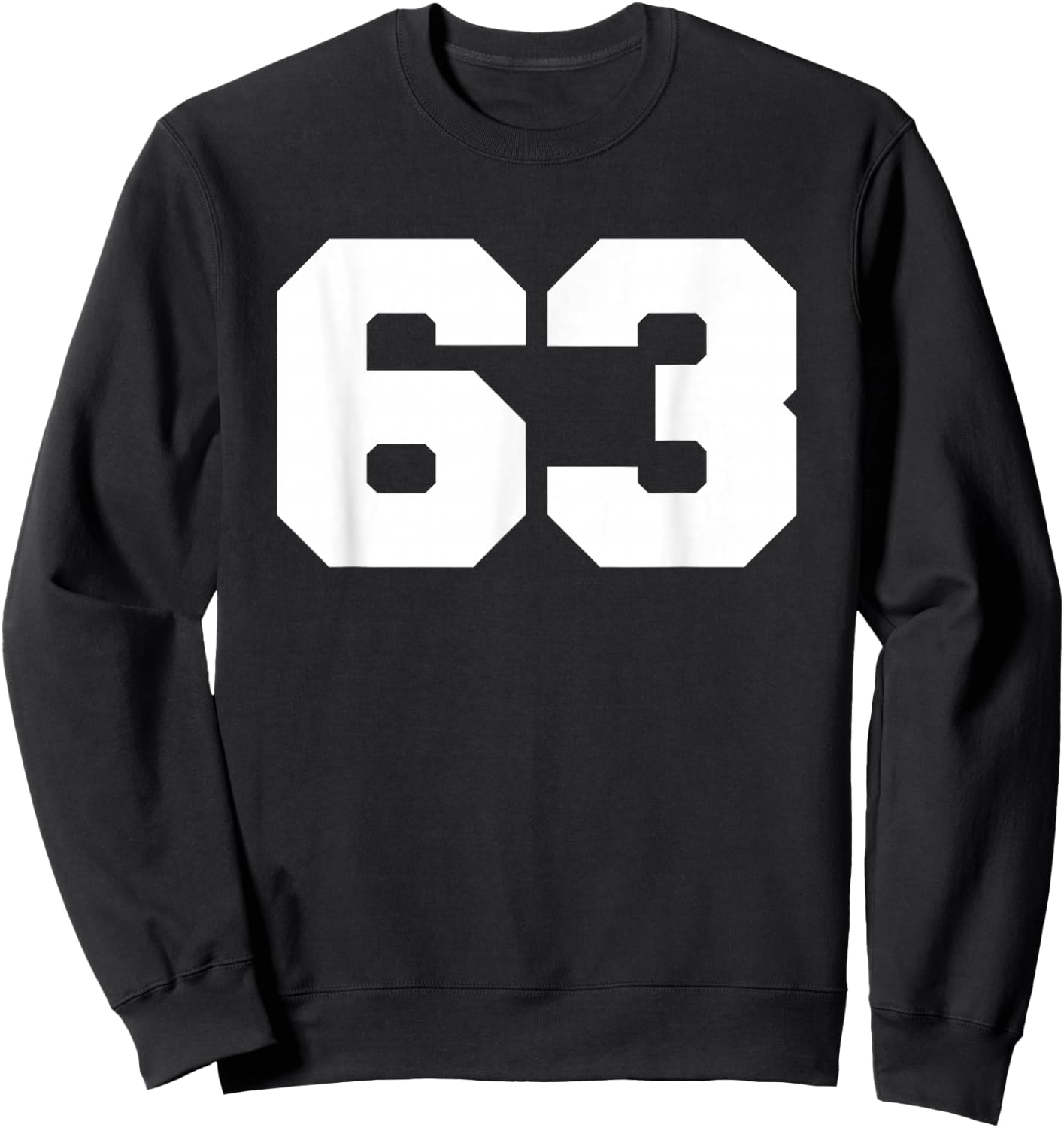 Number 63 Sports Jersey Player #63 Fan FRONT Print Varsity Sweatshirt - Sweatshirt | Black