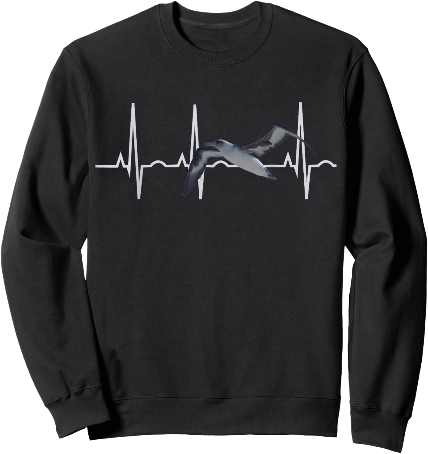 Albatross Shirt - Laysan Albatross Birder Heartbeat Sweatshirt - Sweatshirt | Black