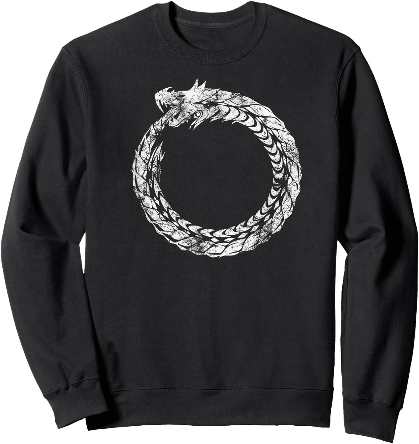 Gothic Medieval Ouroboros Snake Eating Itself White Novelty Sweatshirt - Sweatshirt | Black