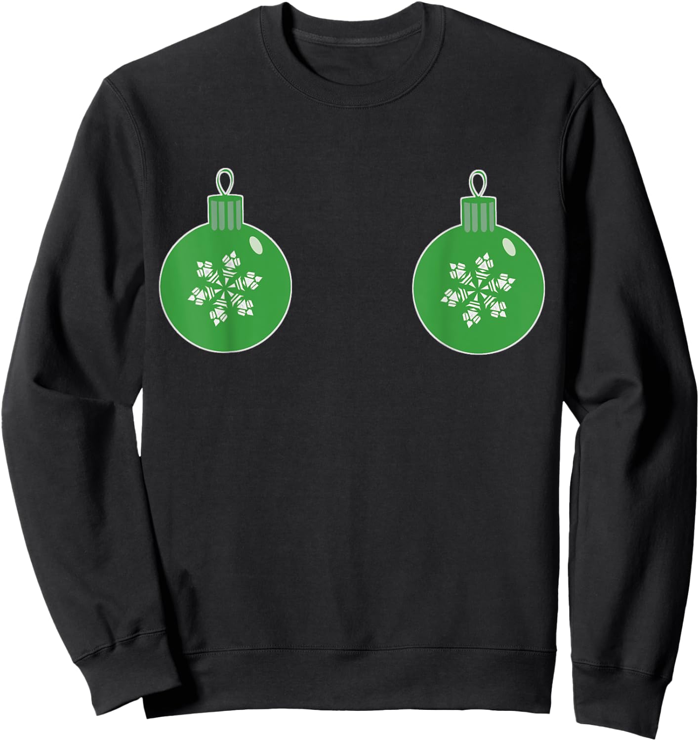 Christmas Ornament Boobs Green| Funny Sexy Holiday Shirt Sweatshirt - Sweatshirt | Black